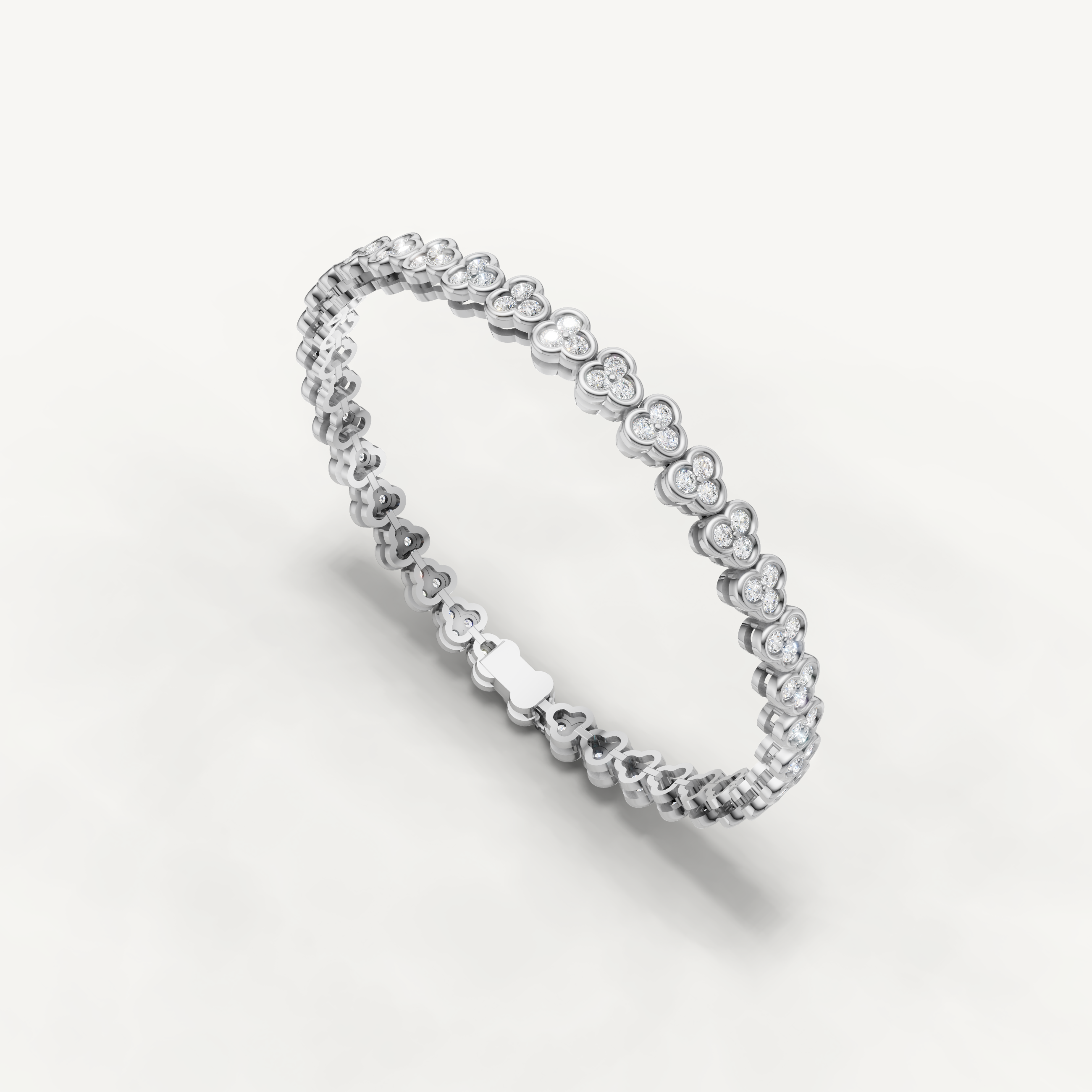 White gold diamond bracelet with sparkling floral inspired craftsmanship by Raul Diamonds