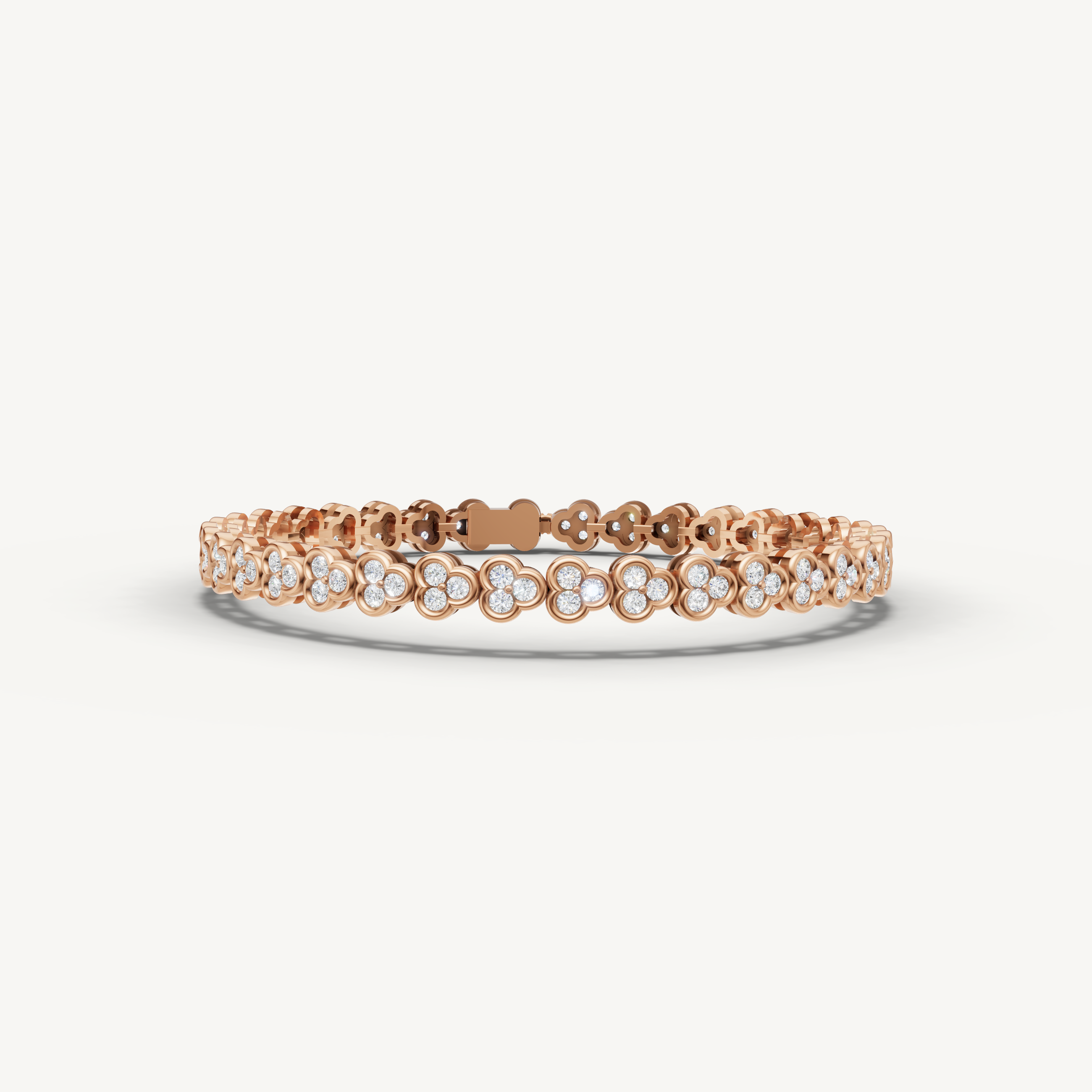 Rose gold floral lab grown diamond tennis bracelet with feminine elegance by Raul Diamonds