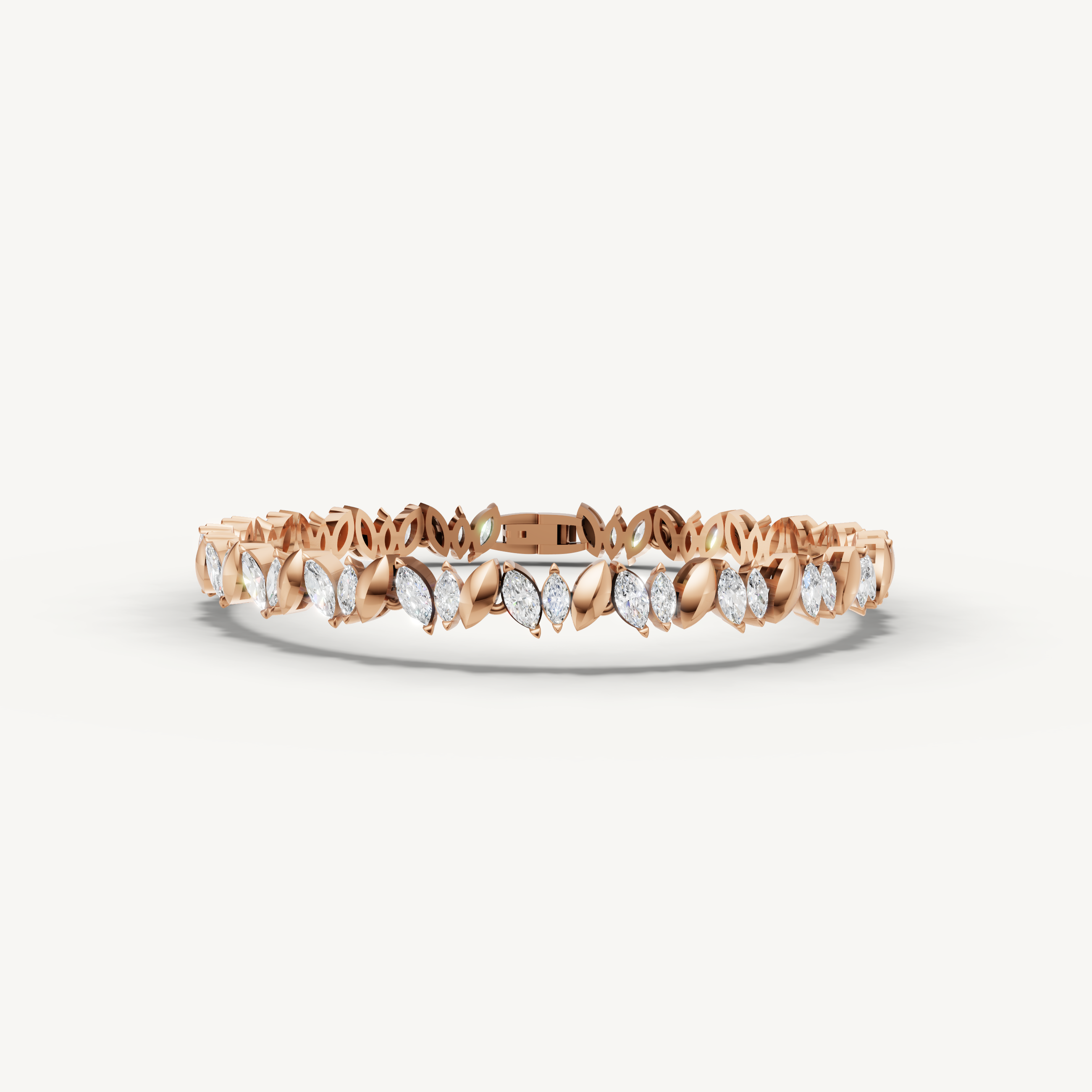 Rose gold marquise lab grown diamond tennis bracelet with feminine elegance by Raul Diamonds