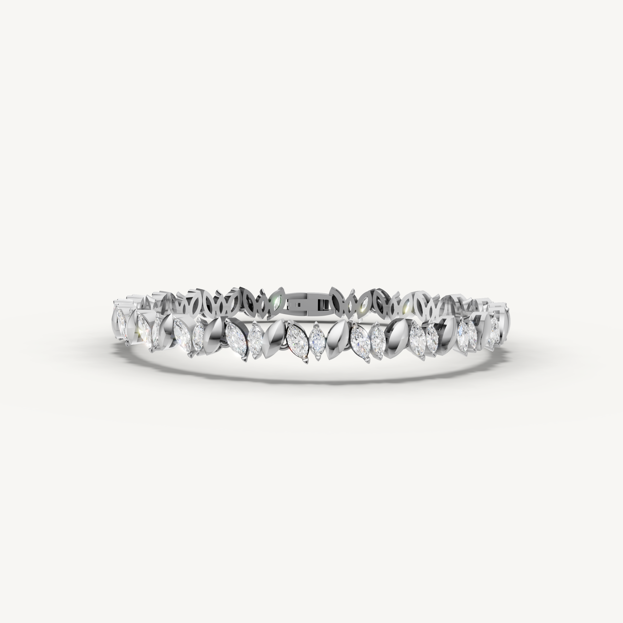White gold marquise lab grown diamond tennis bracelet with sleek modern design by Raul Diamonds