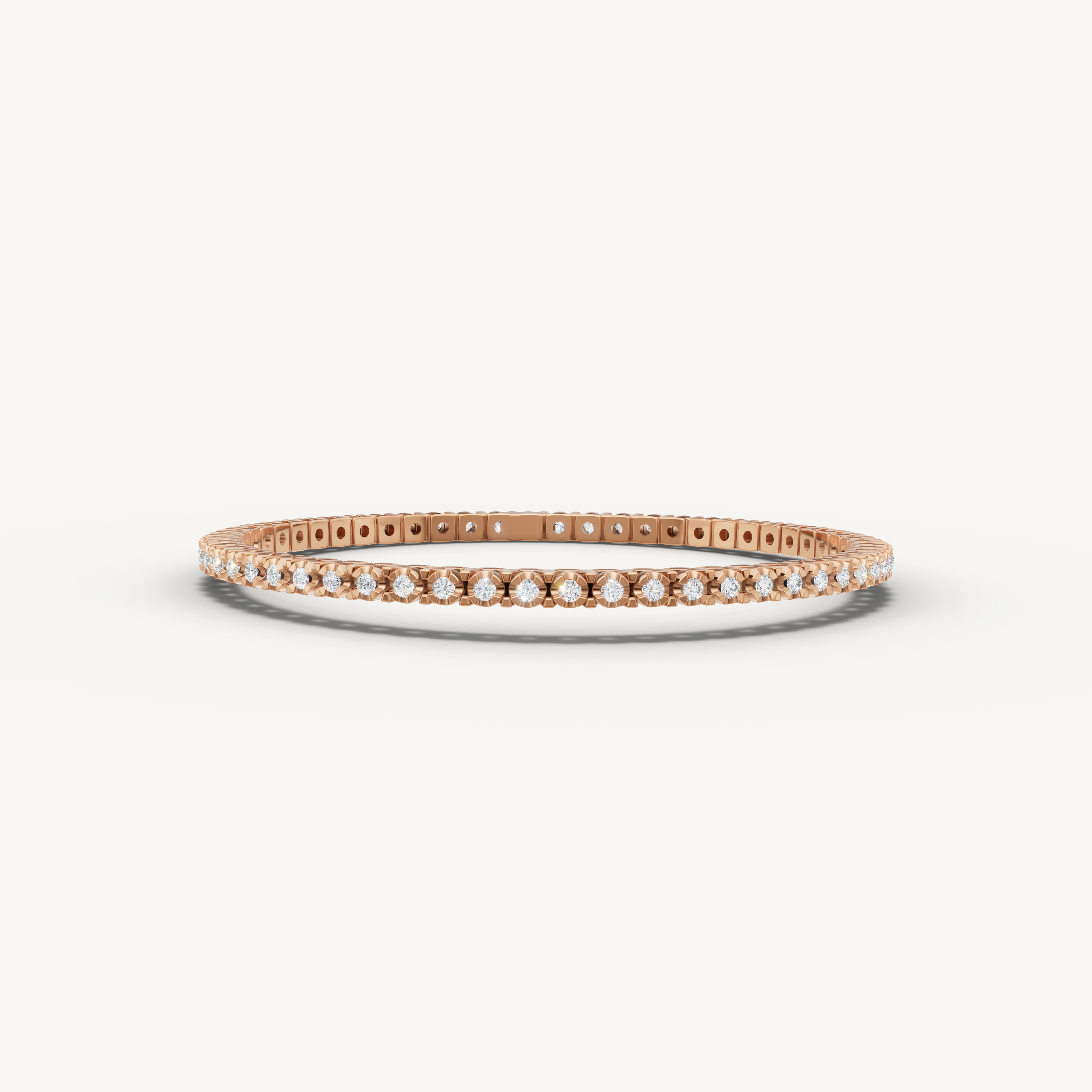 Rose gold lab grown diamond tennis bracelet with delicate modern styling by Raul Diamonds