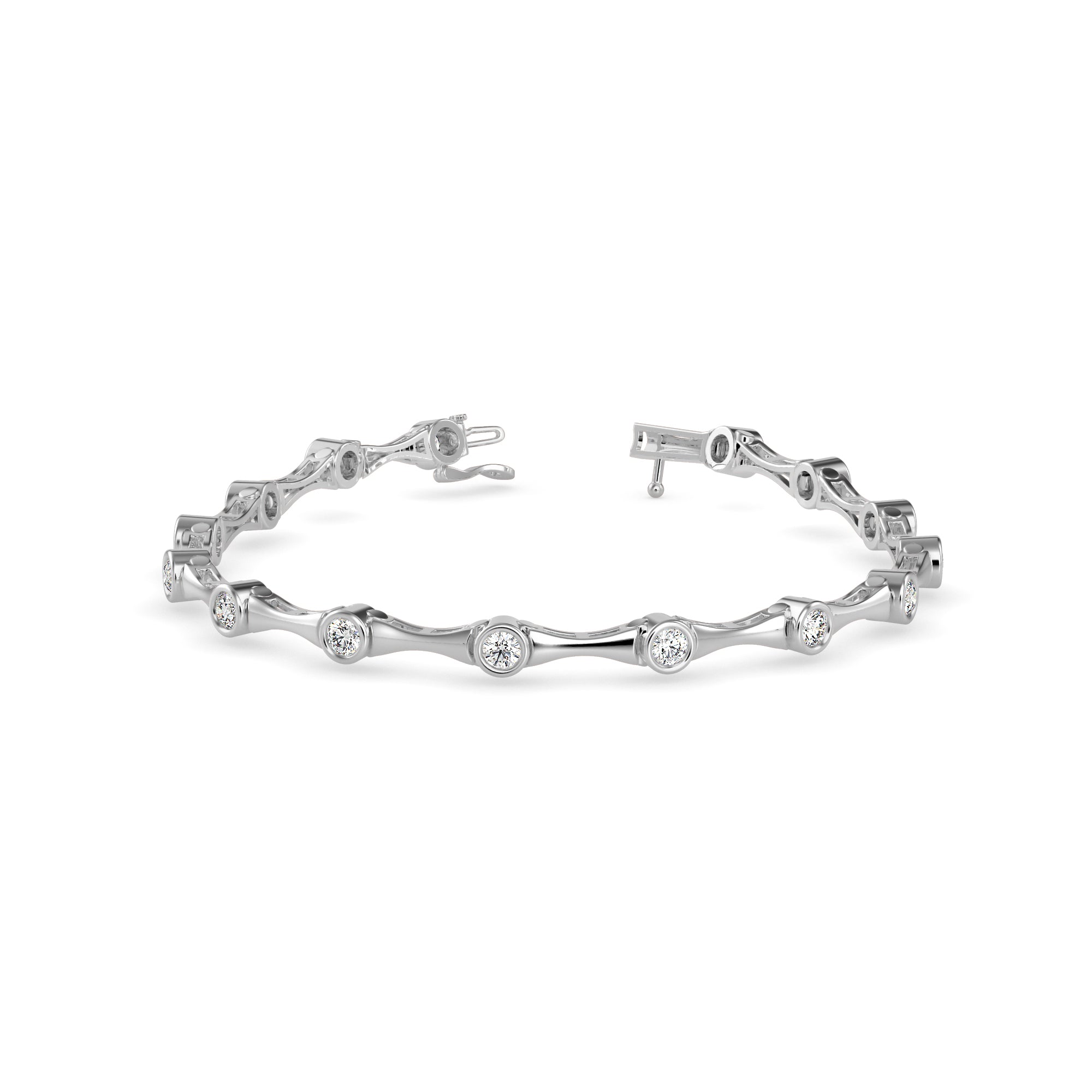 14K Gold Lab-Grown Diamond Bezel Link Tennis Bracelet