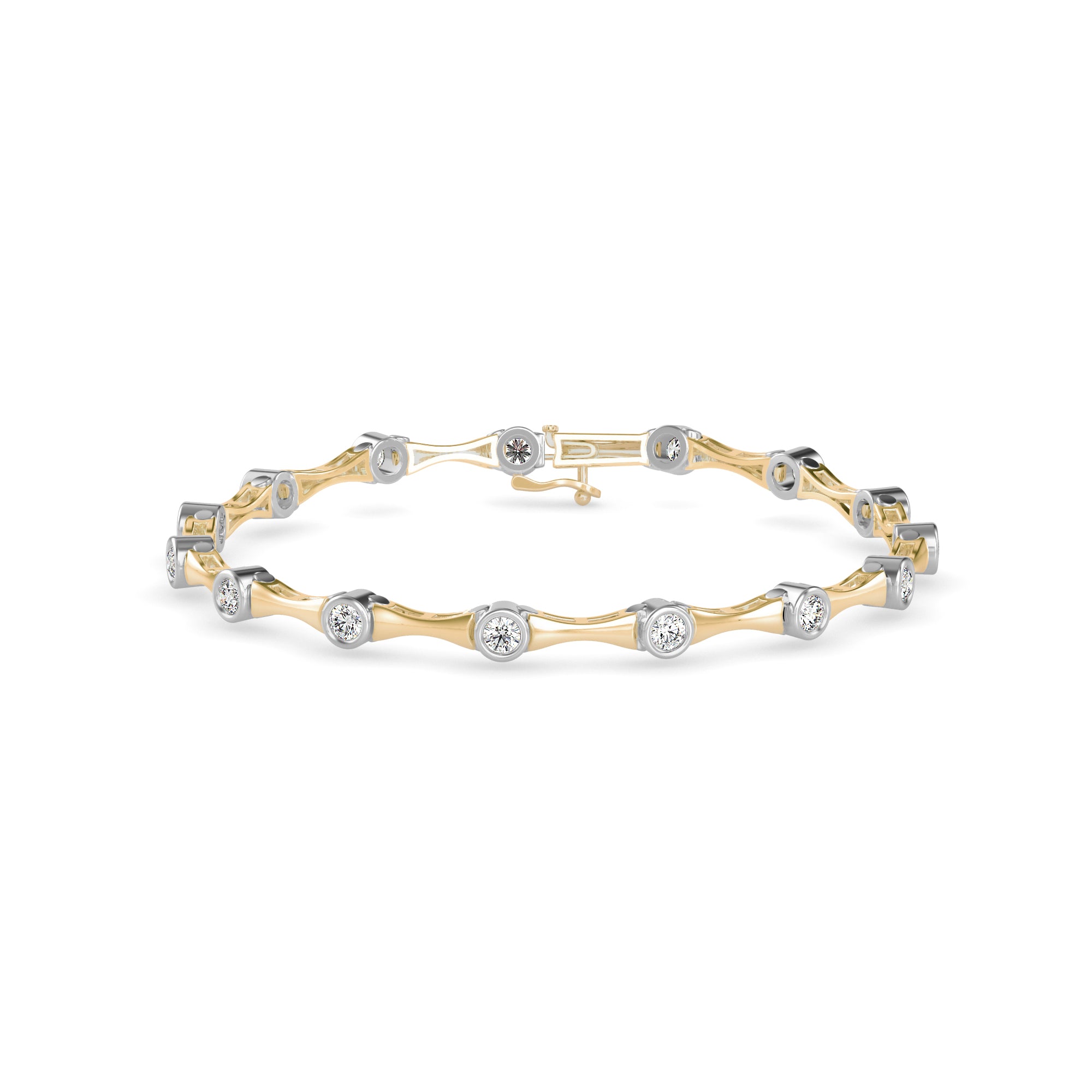 14K Gold Lab-Grown Diamond Bezel Link Tennis Bracelet