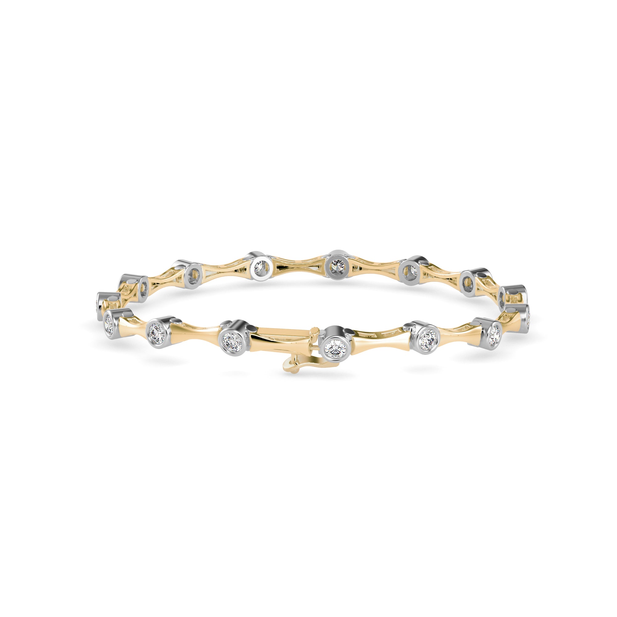 14K Gold Lab-Grown Diamond Bezel Link Tennis Bracelet