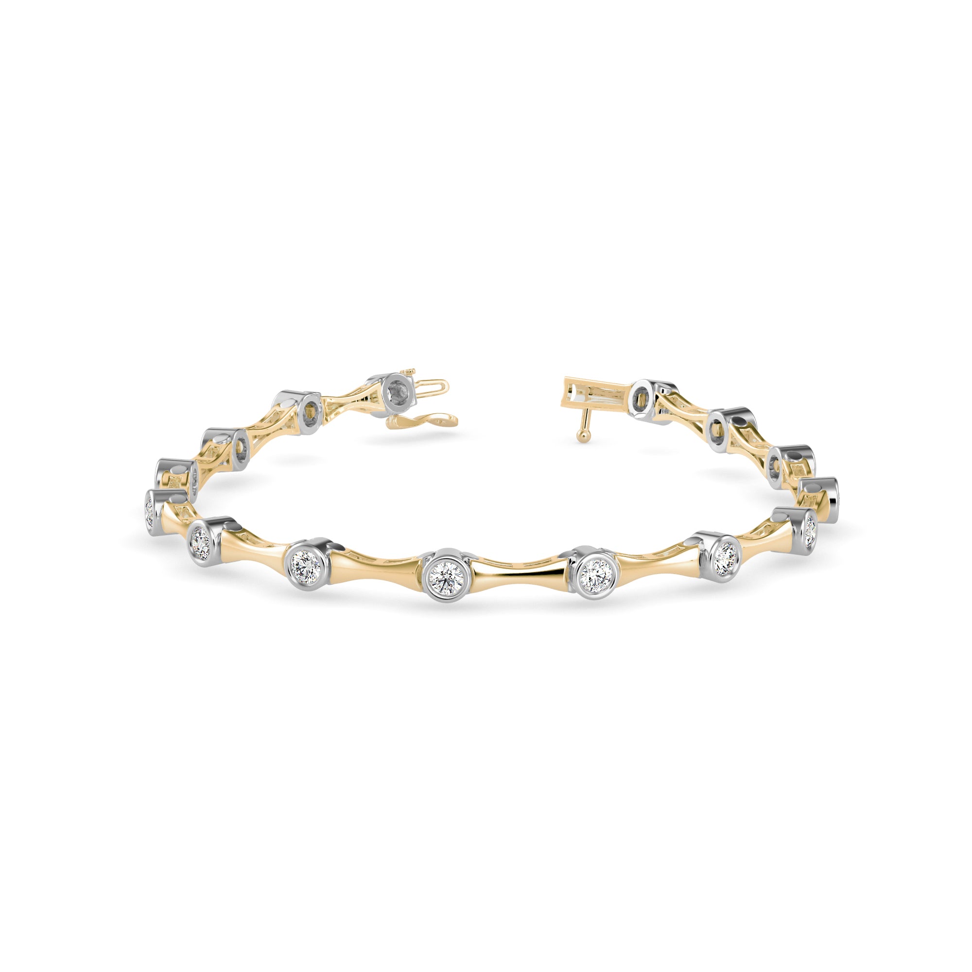 14K Gold Lab-Grown Diamond Bezel Link Tennis Bracelet