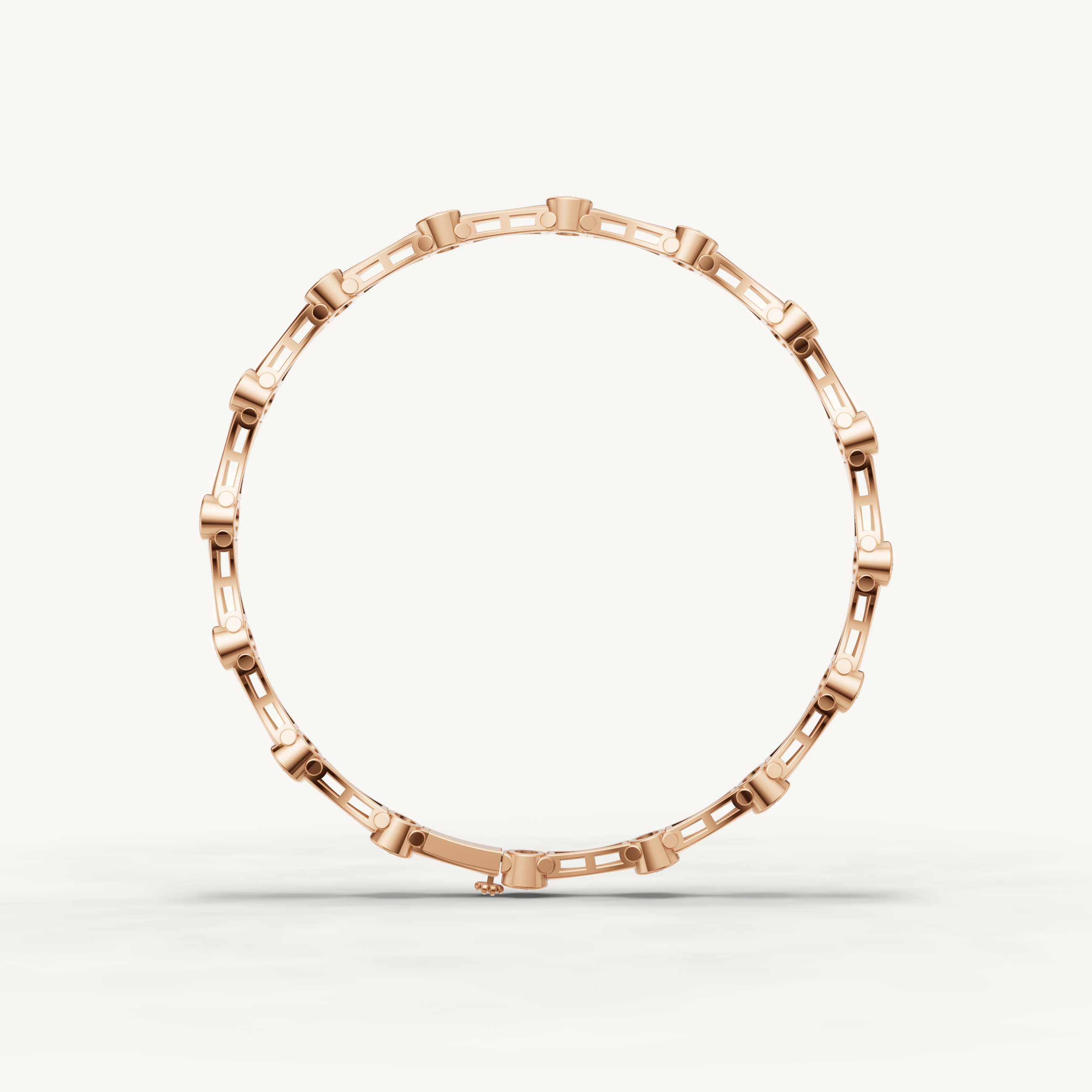Rose gold modern diamond bracelet with sleek bezel set detailing by Raul Diamonds