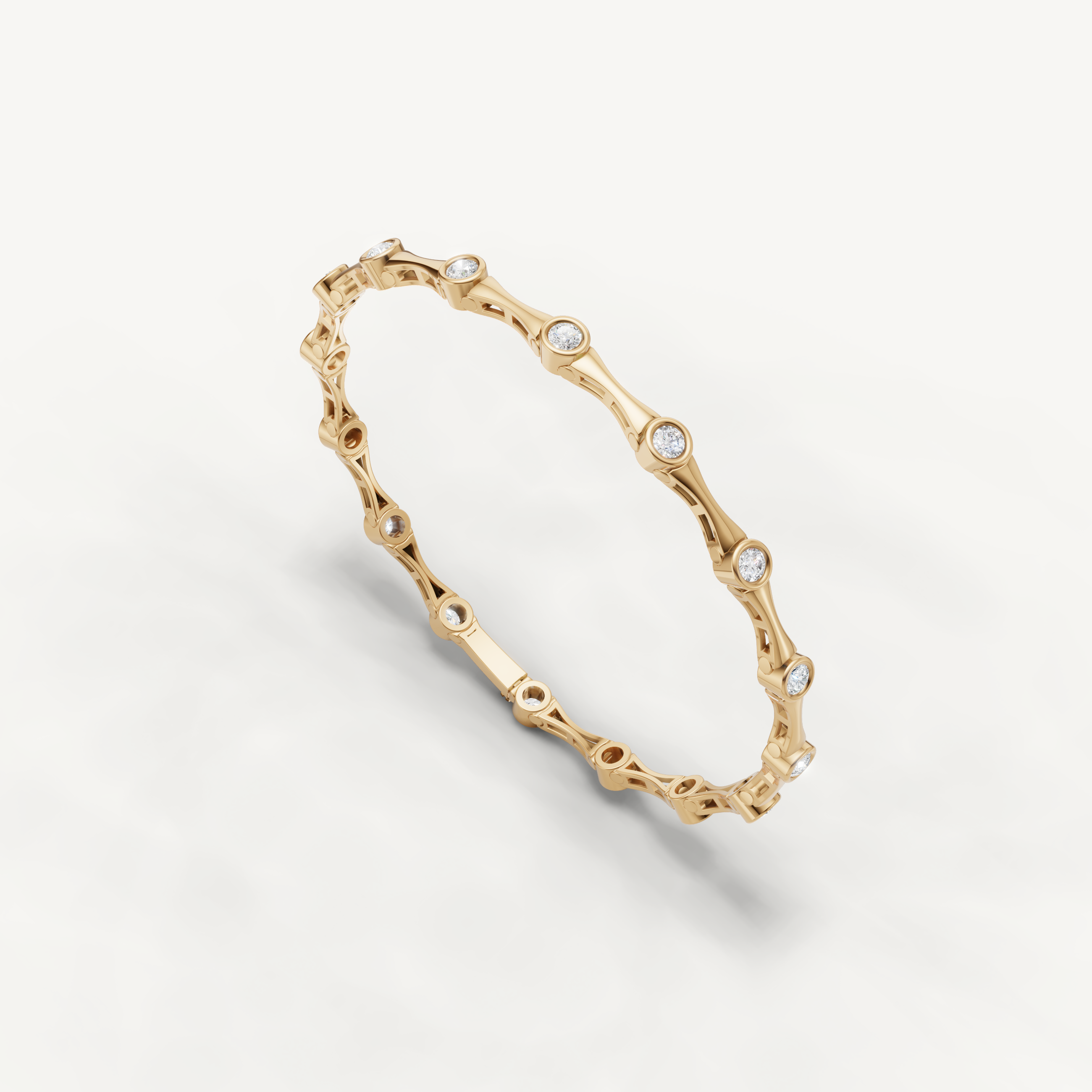 Yellow gold diamond bracelet featuring sleek wave inspired detailing by Raul Diamonds