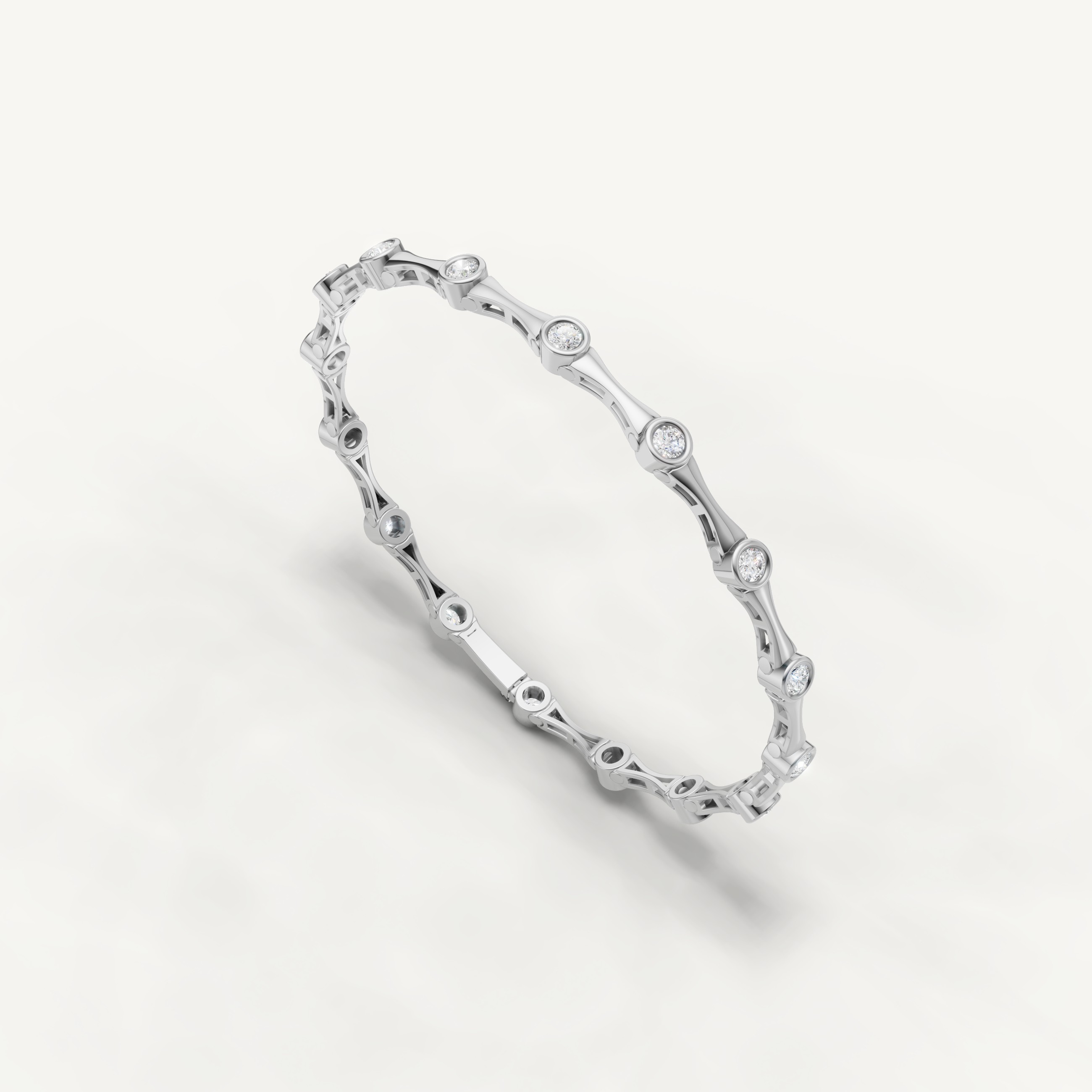 Luxury white gold diamond bracelet with flowing modern design by Raul Diamonds