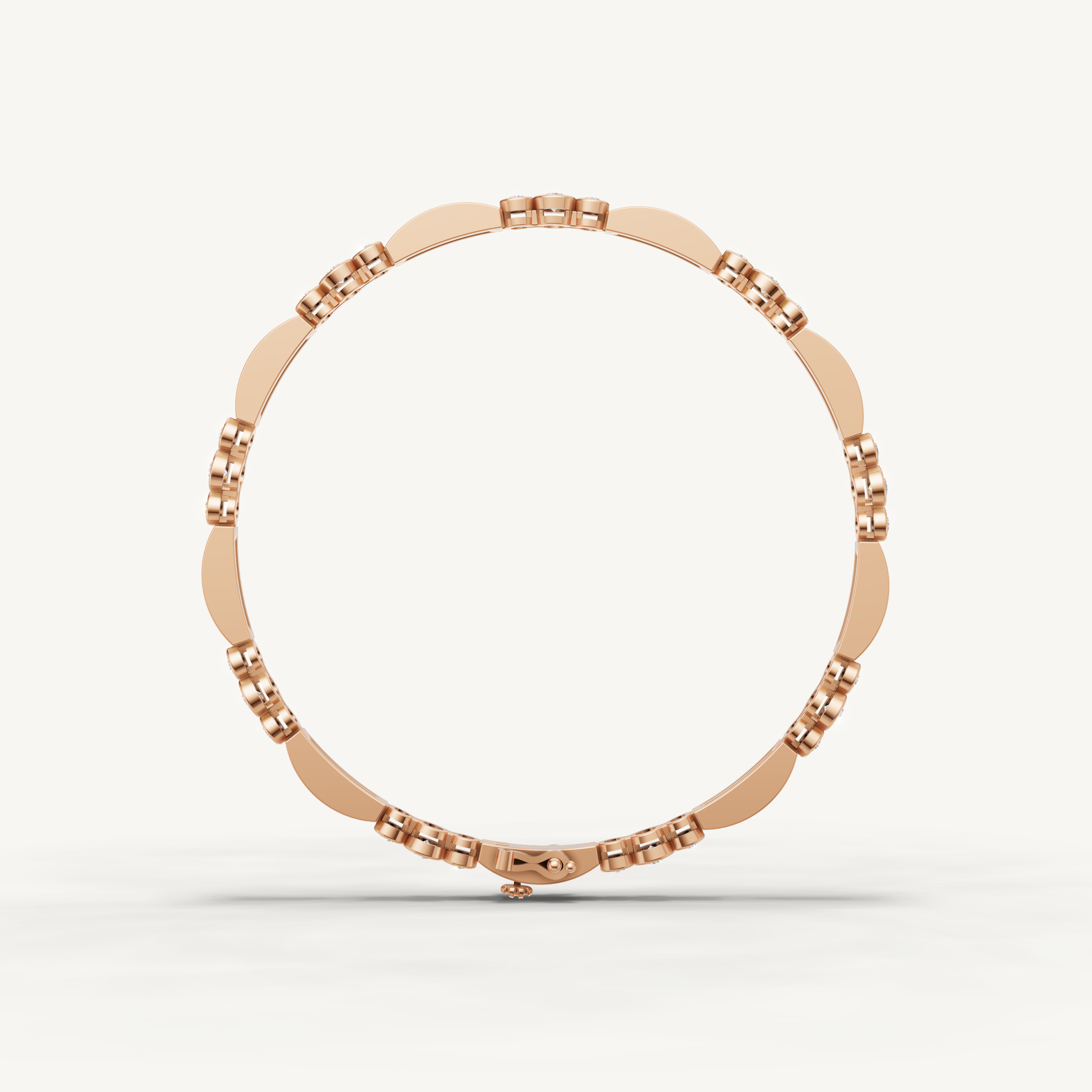 Rose gold modern diamond bracelet with sleek open bar detailing by Raul Diamonds