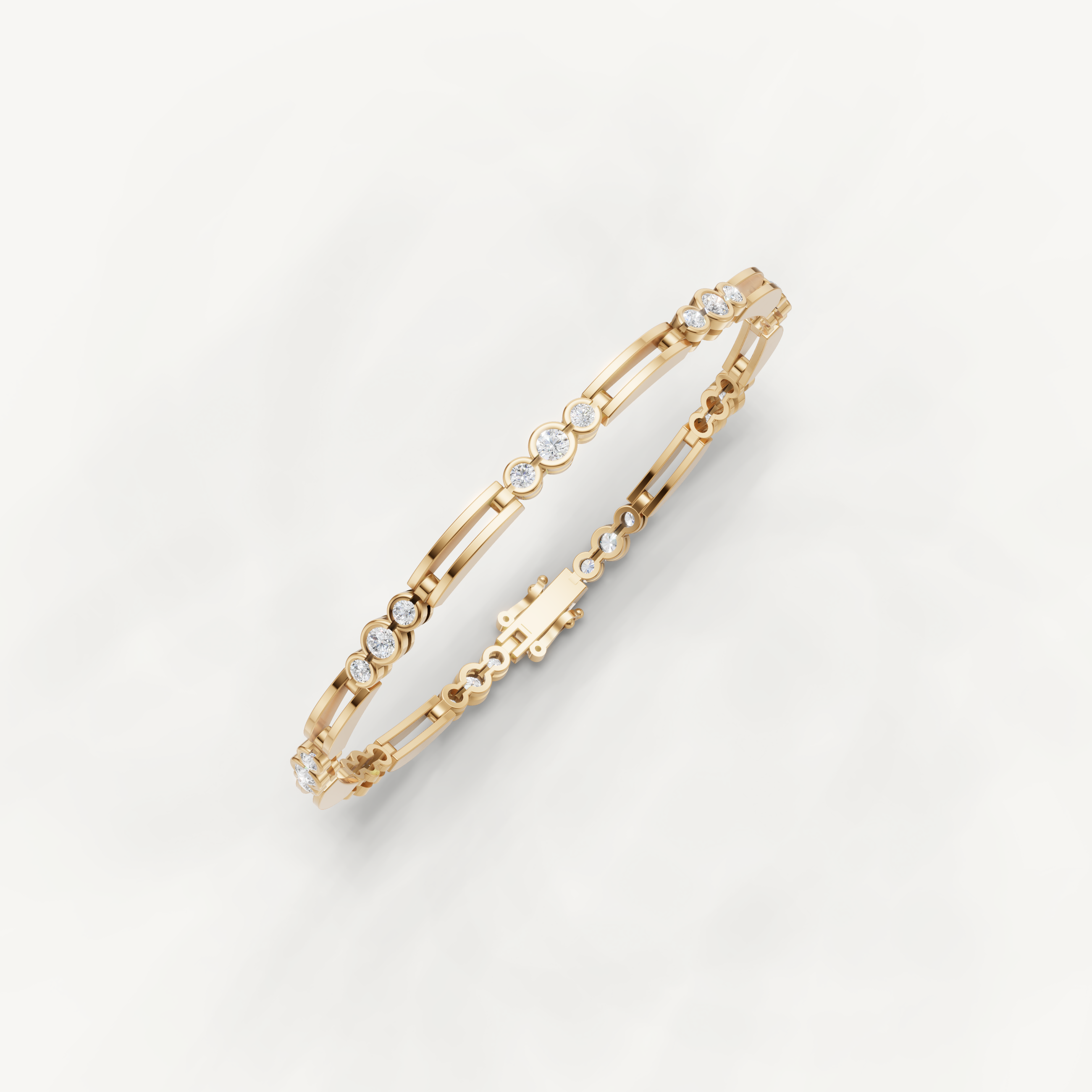 Luxury yellow gold fine jewelry bracelet with contemporary open link styling by Raul Diamonds