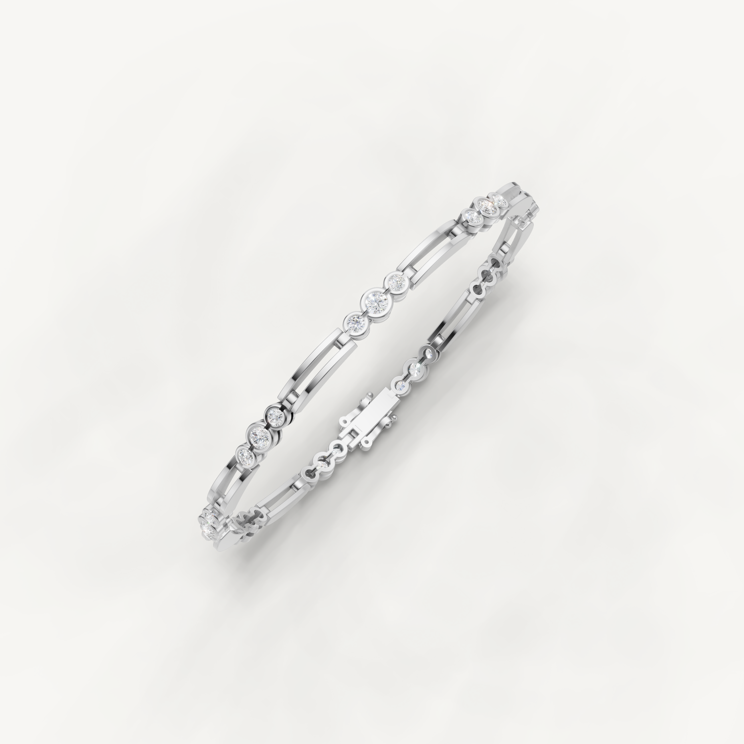 White gold fine jewelry bracelet with contemporary open link styling by Raul Diamonds