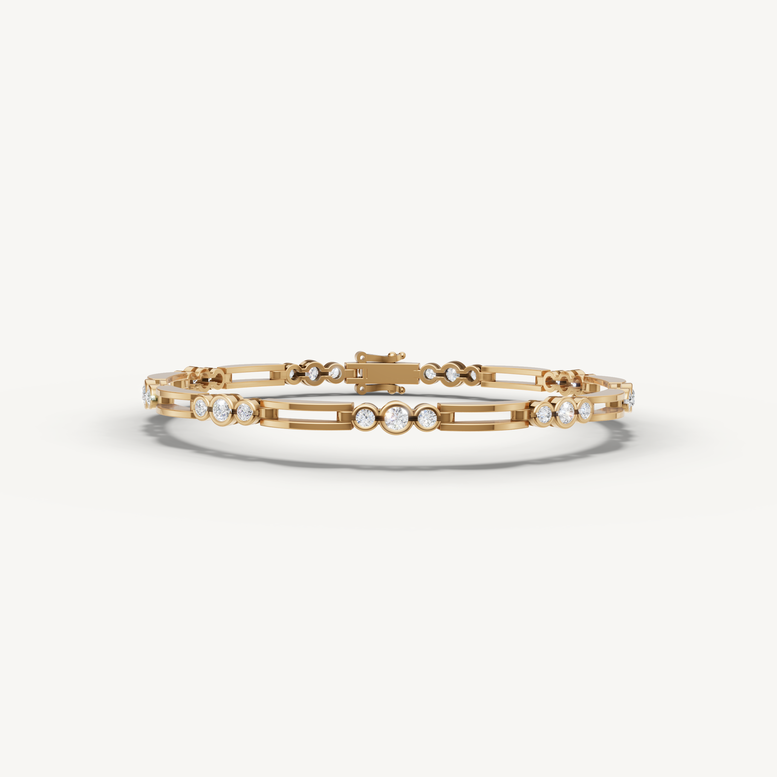 Yellow gold lab grown diamond bracelet with modern geometric link design by Raul Diamonds