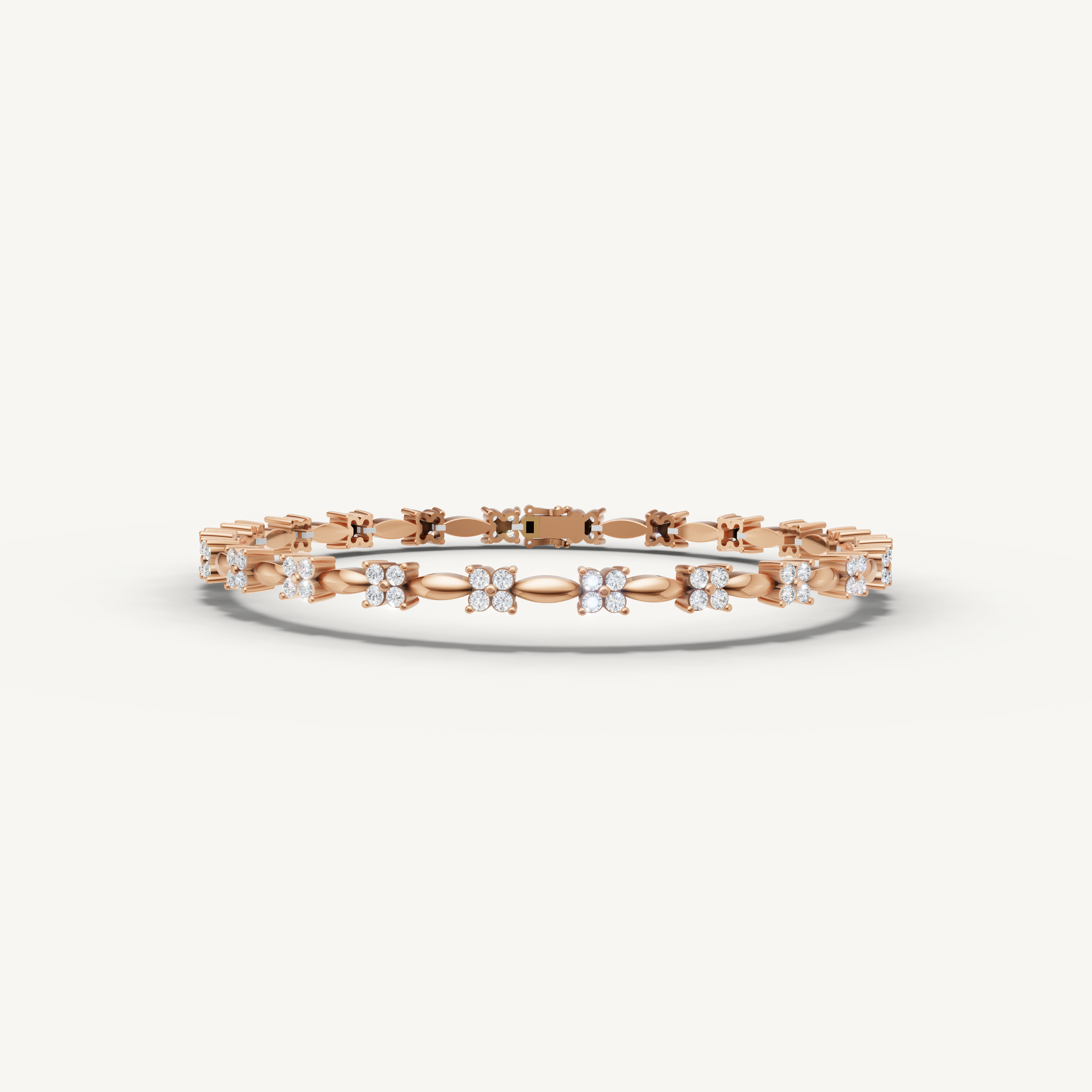 Rose gold floral lab grown diamond tennis bracelet with delicate elegance by Raul Diamonds