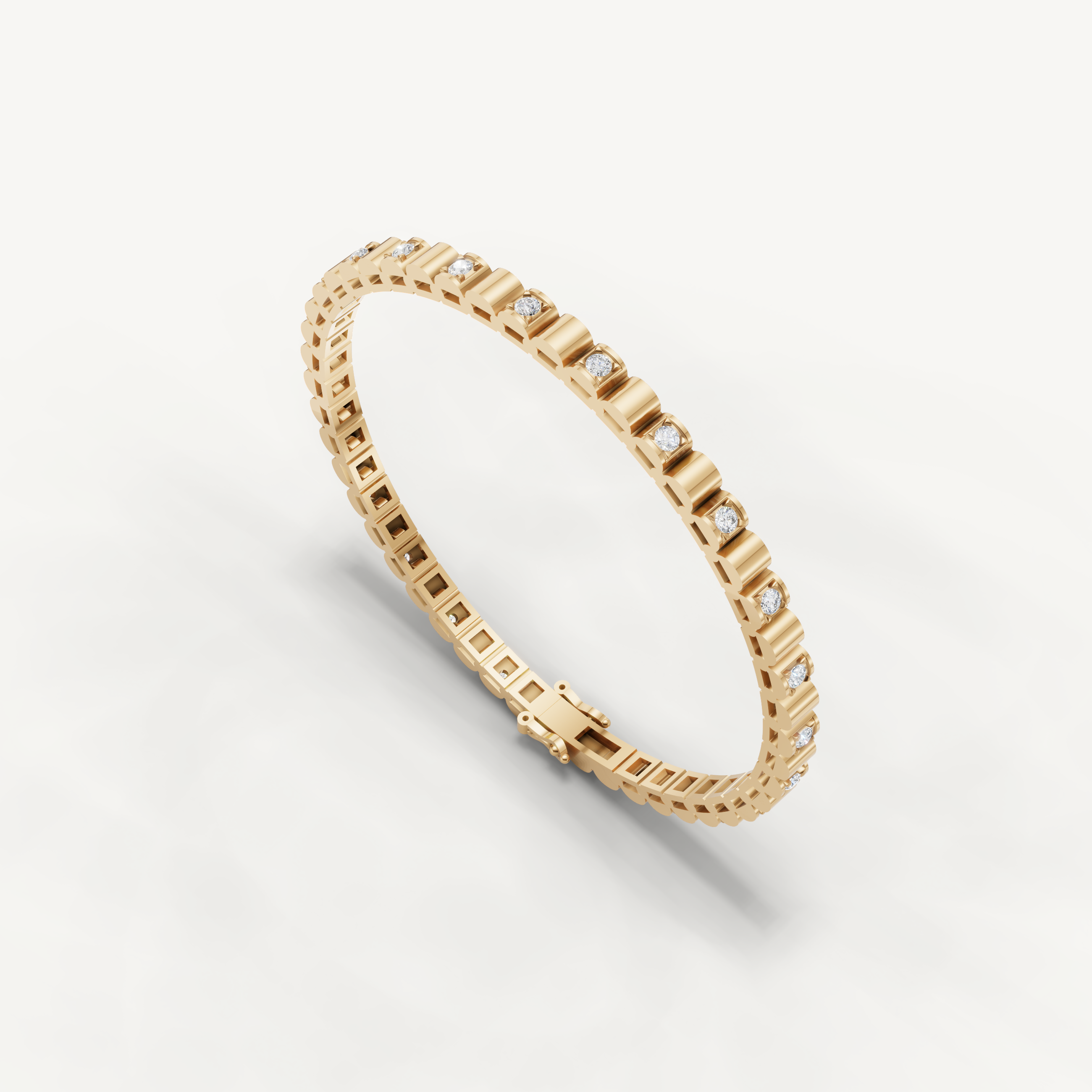Yellow gold modern diamond tennis bracelet crafted with refined minimal styling by Raul Diamonds