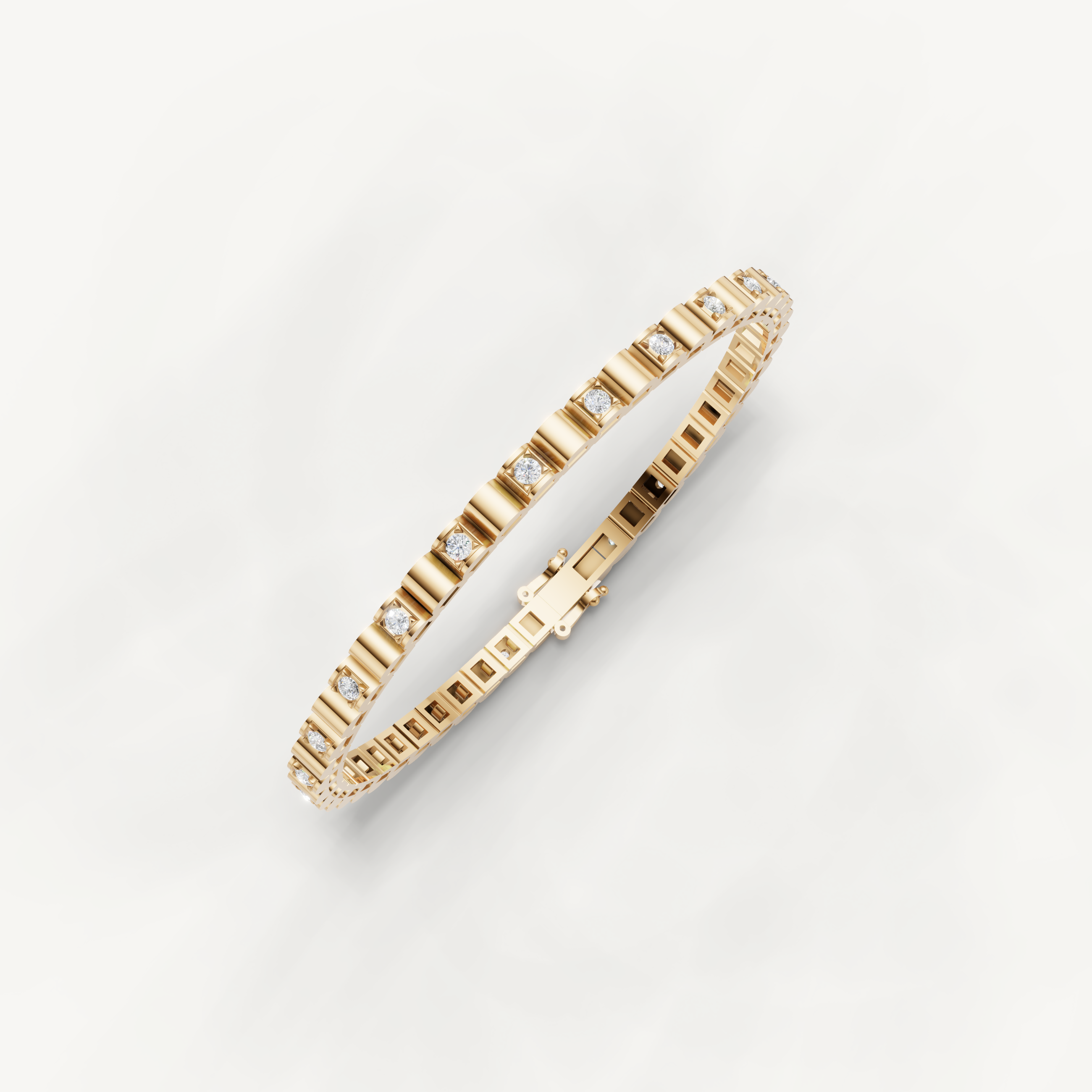Luxury yellow gold fine jewelry bracelet with brilliant round lab grown diamonds by Raul Diamonds