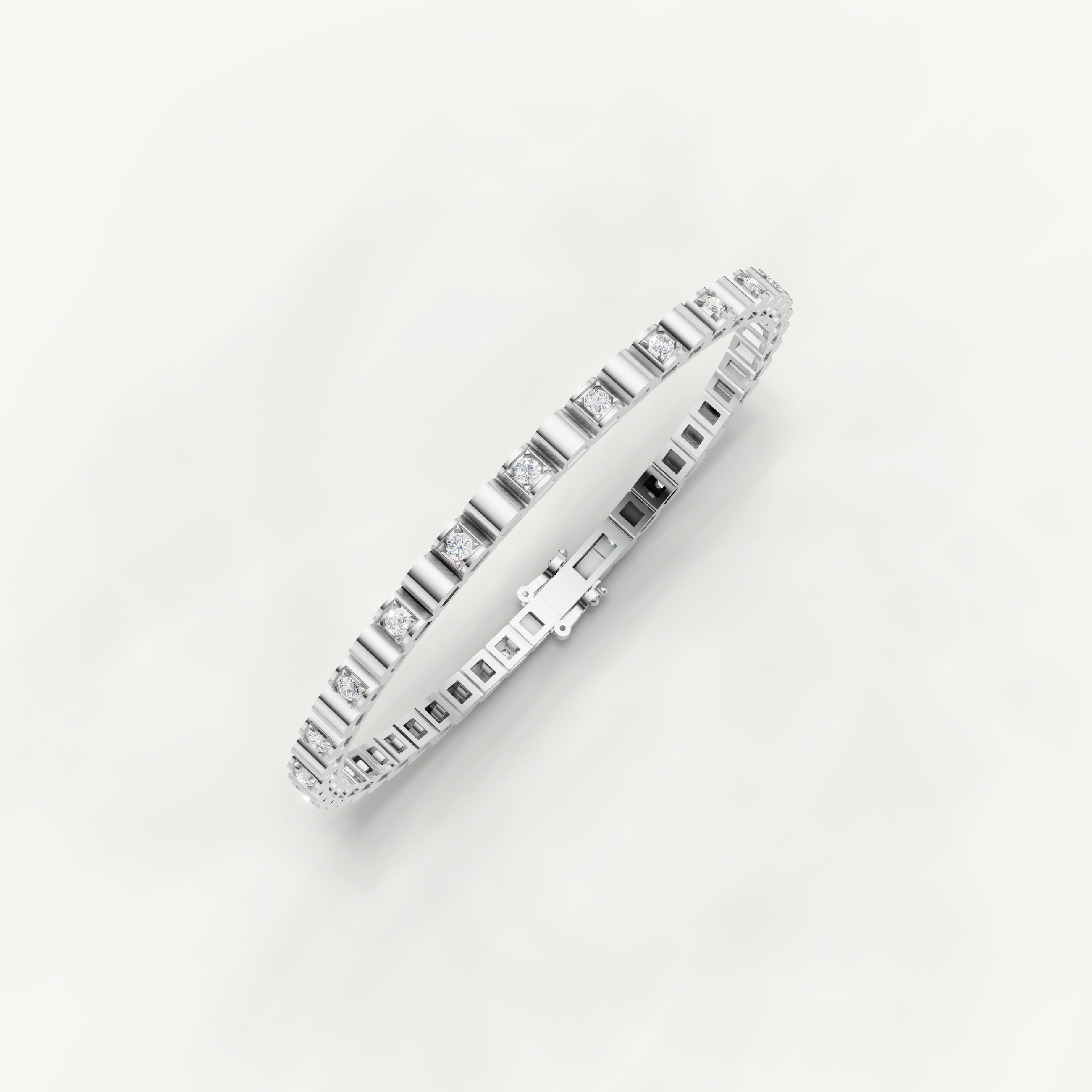 White gold fine jewelry bracelet with timeless geometric elegance by Raul Diamonds