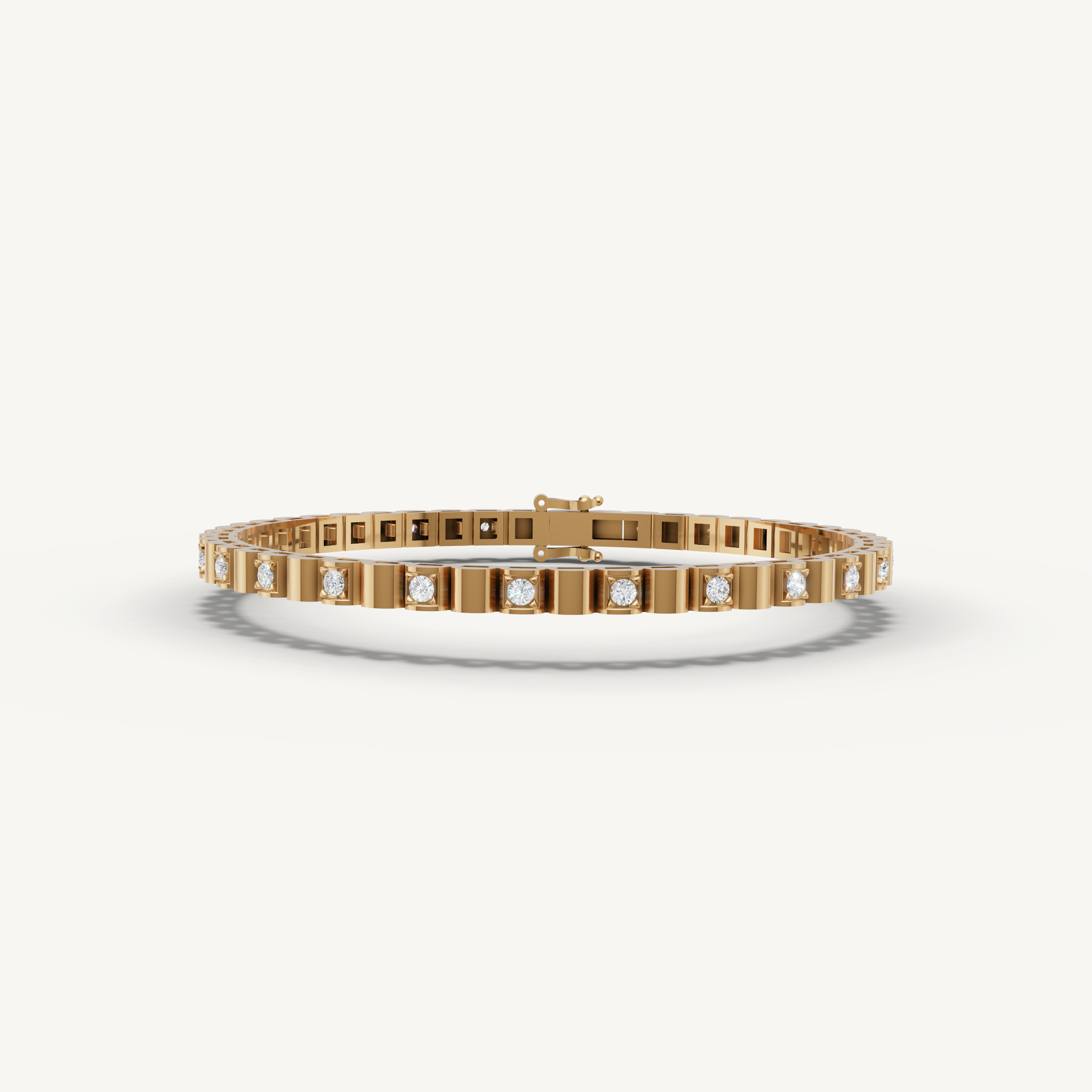 Yellow gold bezel set lab grown diamond tennis bracelet with sleek modern elegance by Raul Diamonds