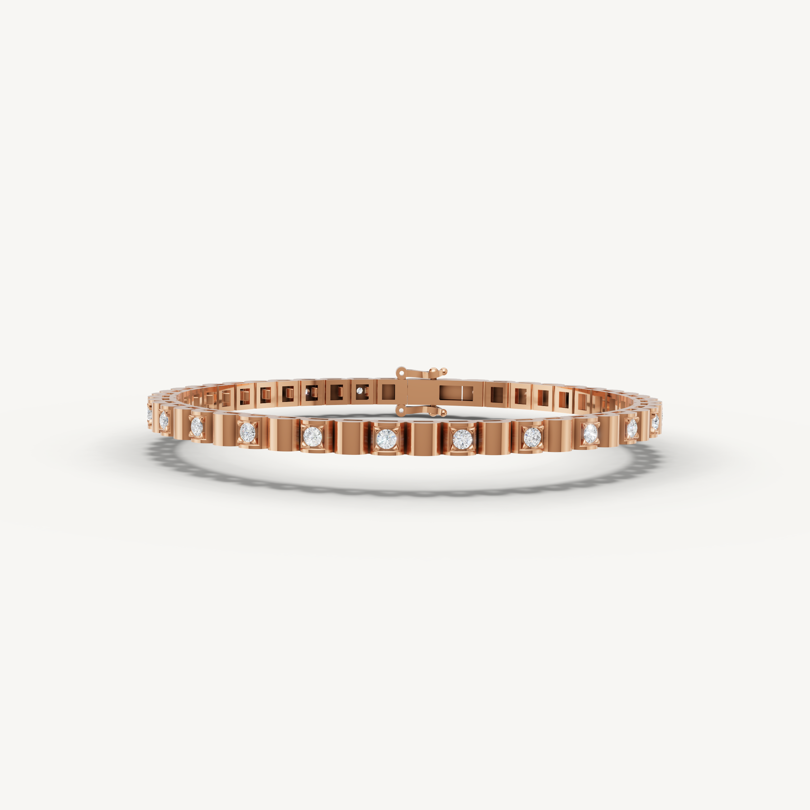 Rose gold bezel set lab grown diamond tennis bracelet with contemporary elegance by Raul Diamonds
