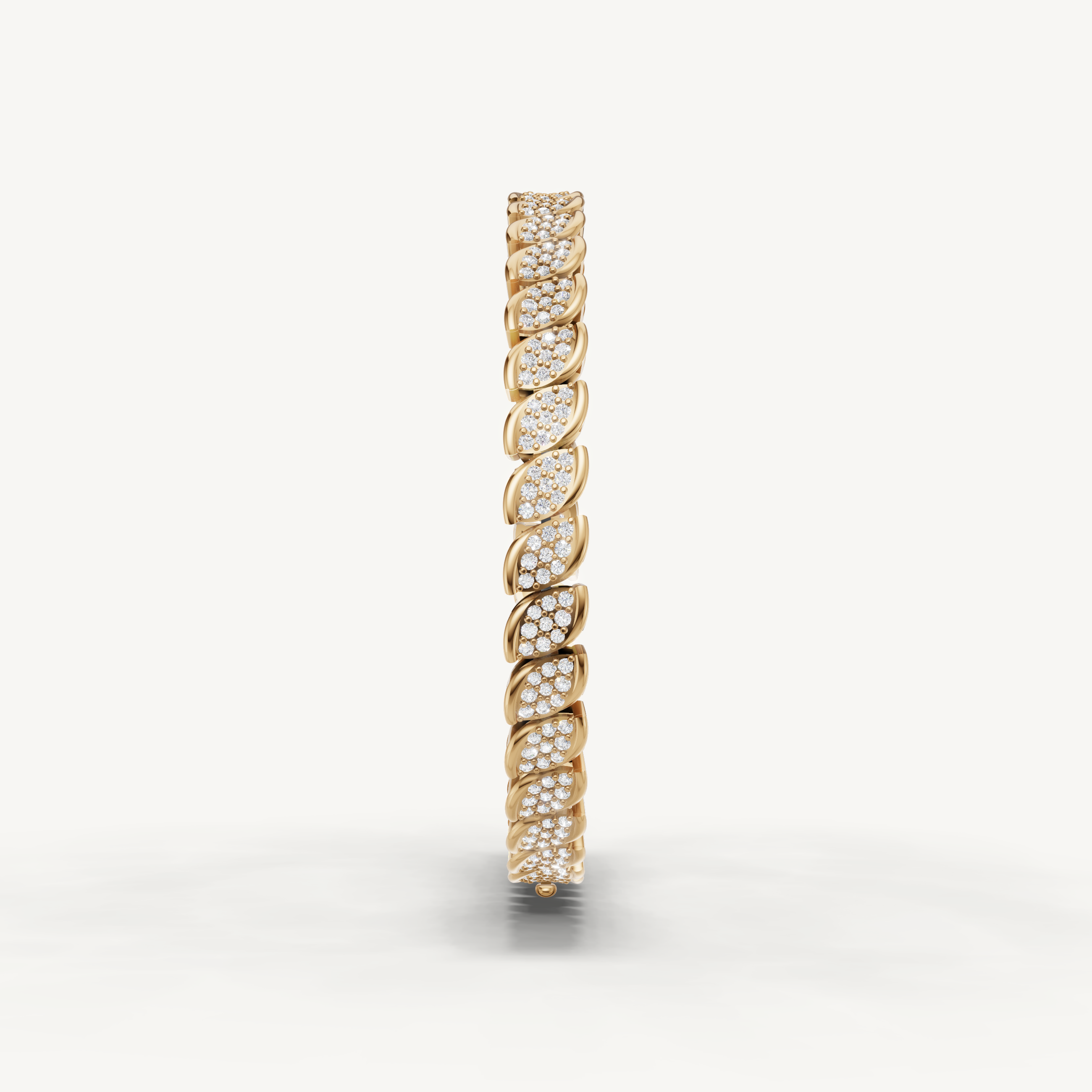 Luxury yellow gold diamond bracelet featuring leaf inspired diamond motifs by Raul Diamonds