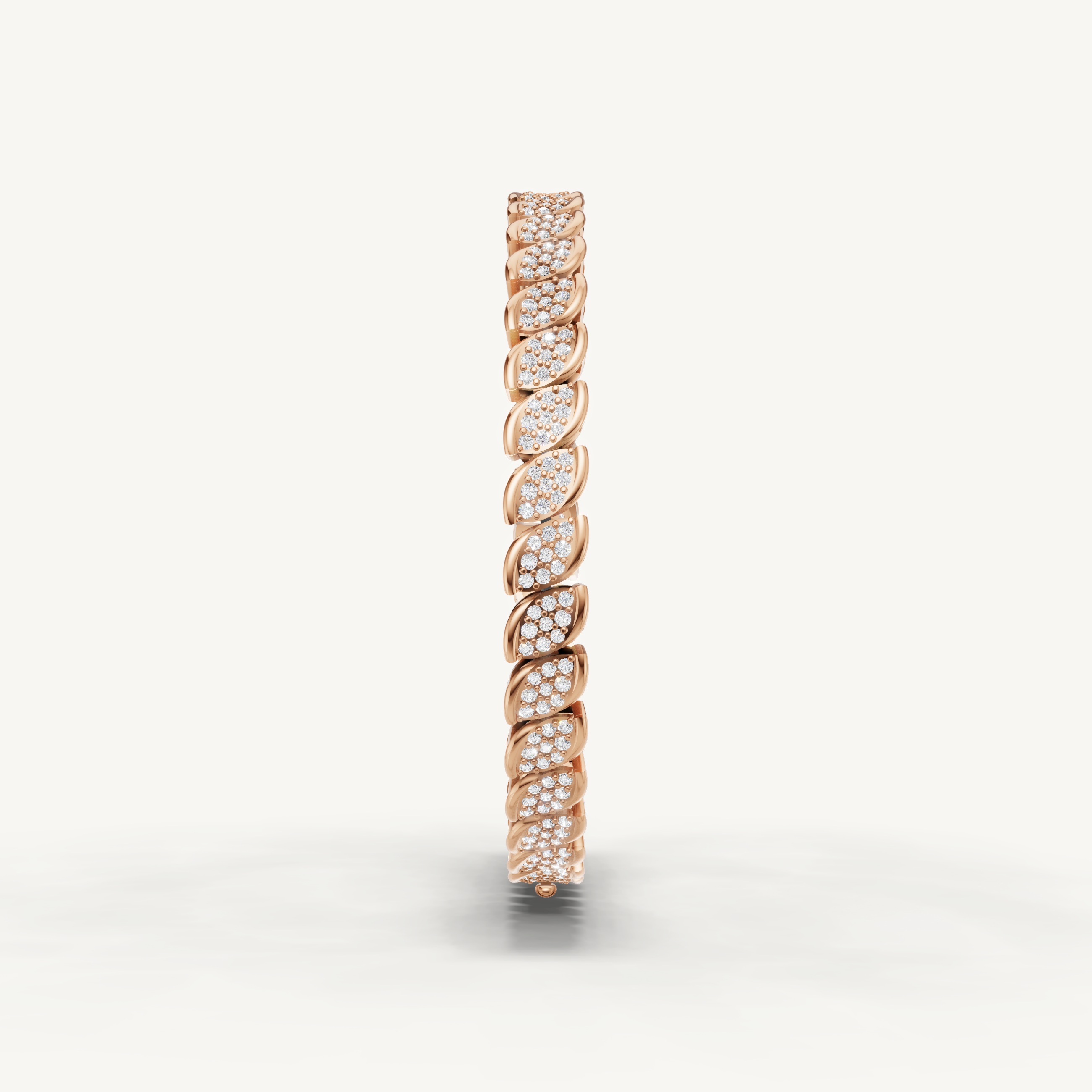 Luxury rose gold diamond bracelet featuring leaf style pavé diamond accents by Raul Diamonds