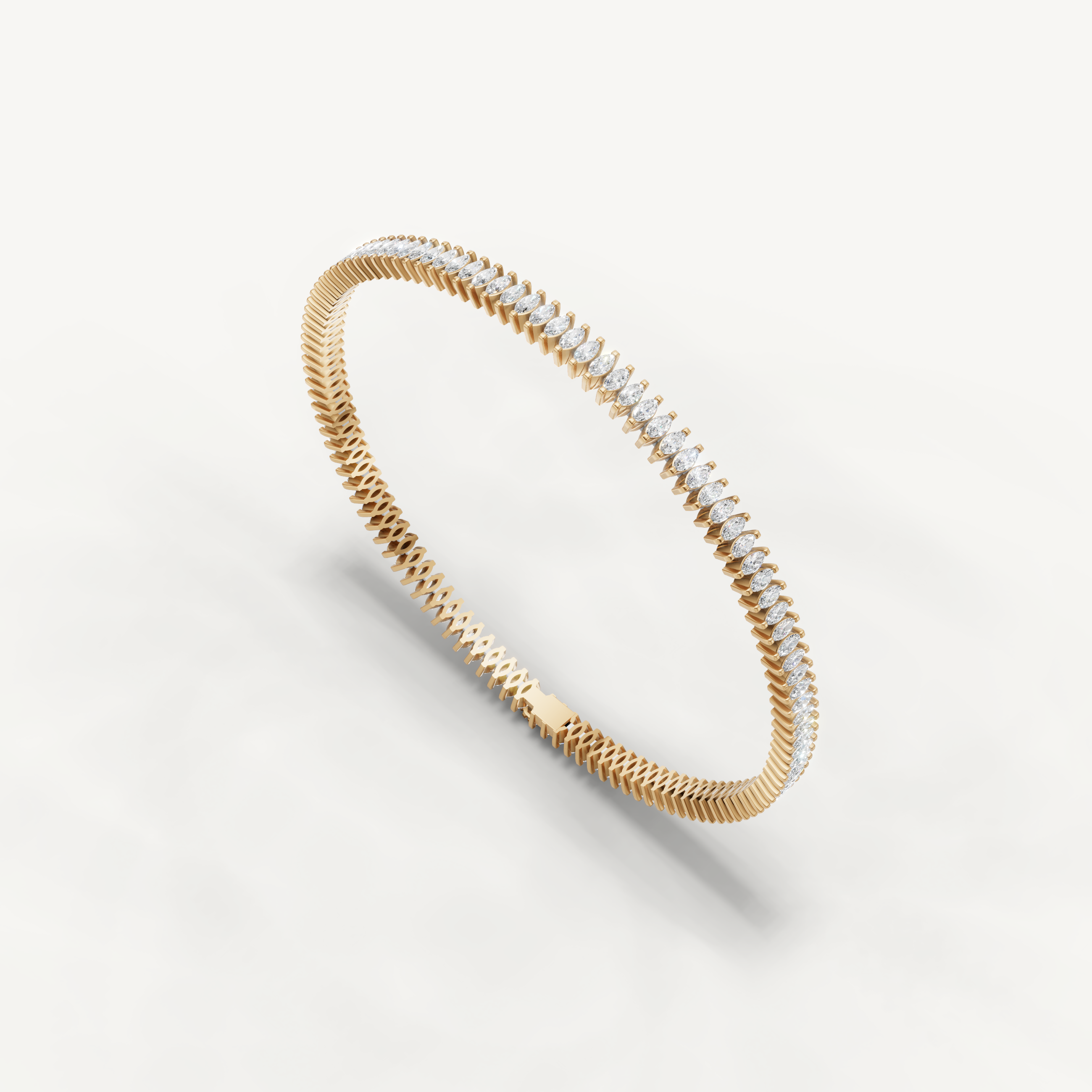 Elegant yellow gold diamond bracelet crafted with sleek marquise styling by Raul Diamonds
