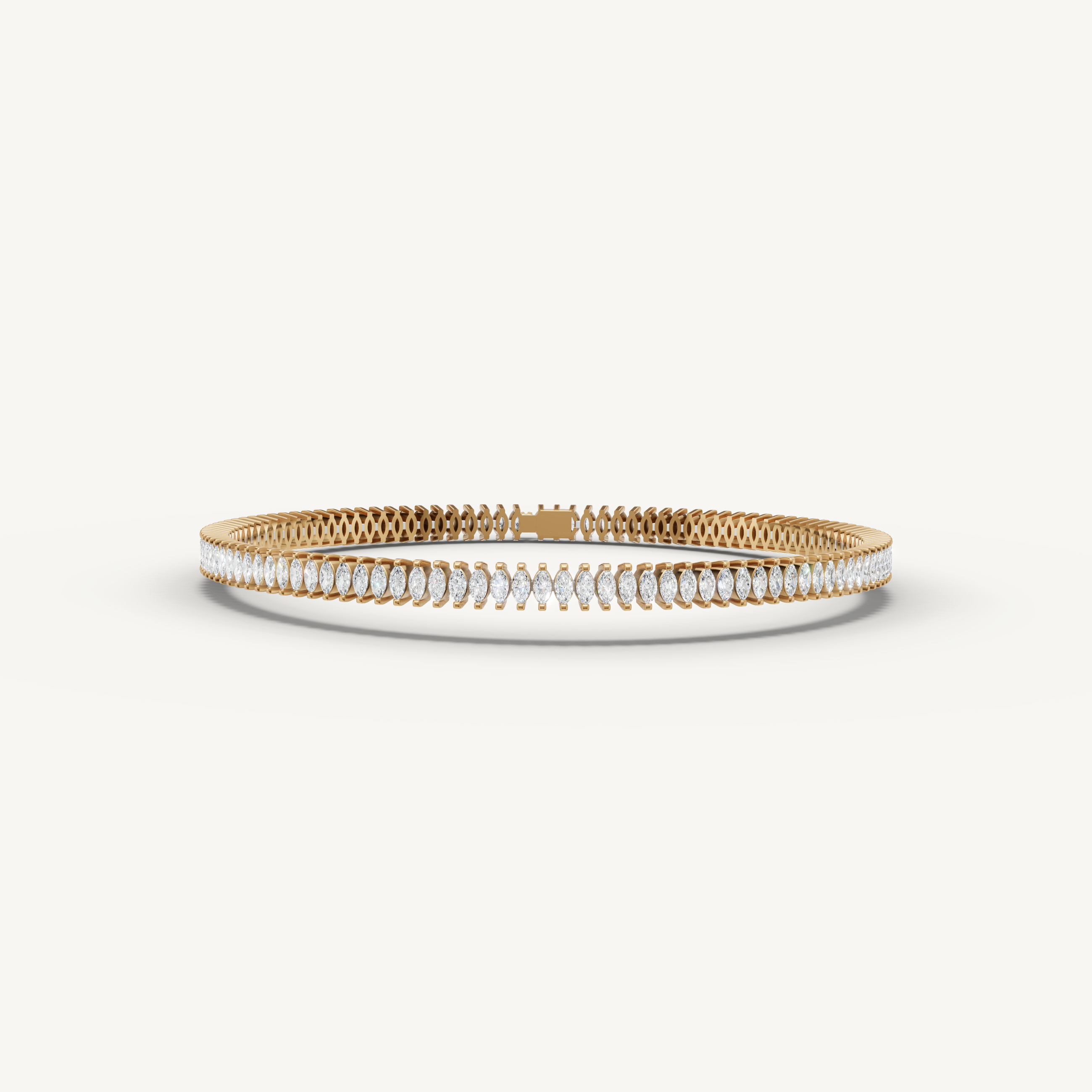 Yellow gold marquise lab grown diamond tennis bracelet with timeless elegance by Raul Diamonds