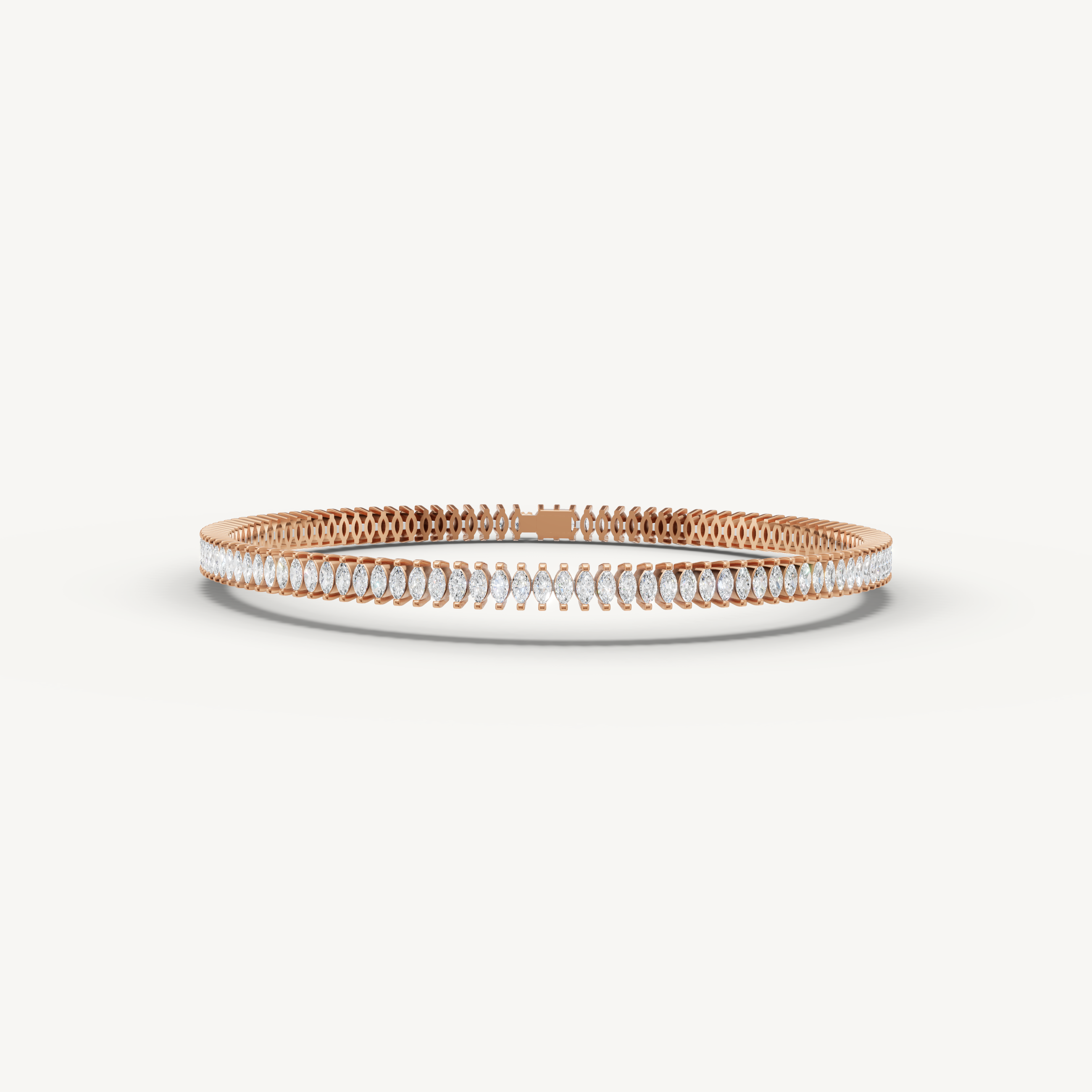 Rose gold marquise lab grown diamond tennis bracelet with elegant sparkle by Raul Diamonds