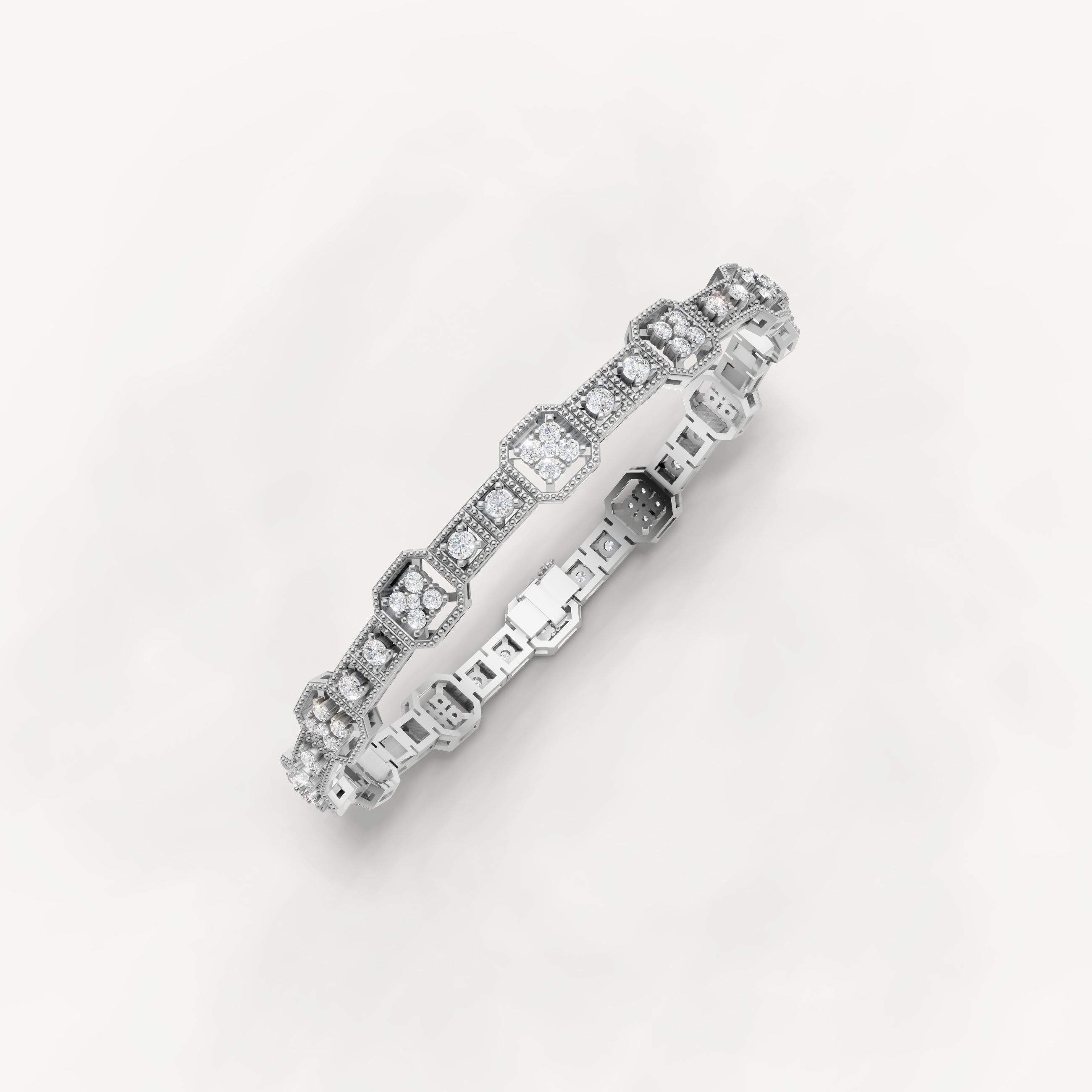 White gold fine jewelry bracelet with bezel set lab grown diamonds by Raul Diamonds