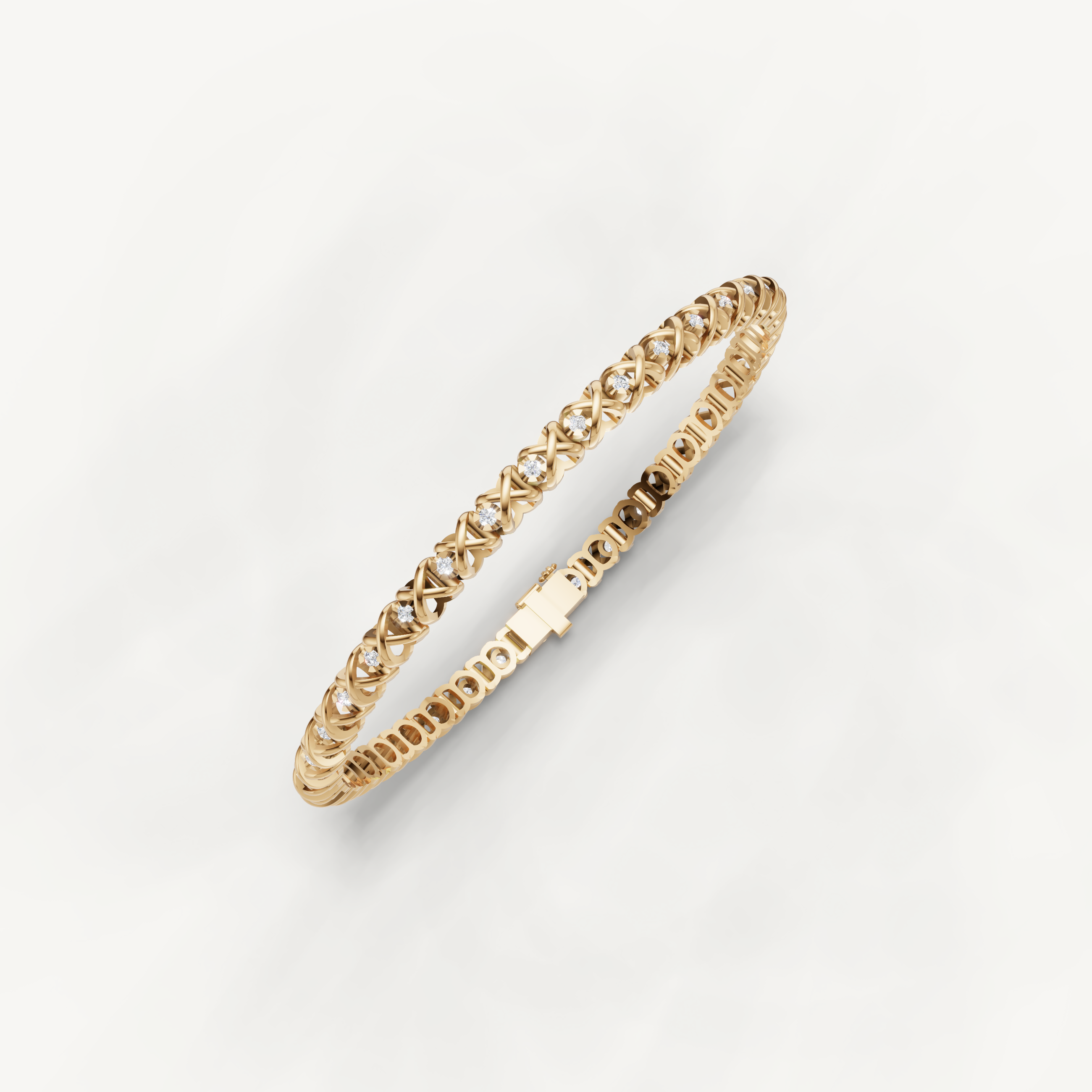 Yellow gold fine jewelry tennis bracelet featuring round lab grown diamonds by Raul Diamonds