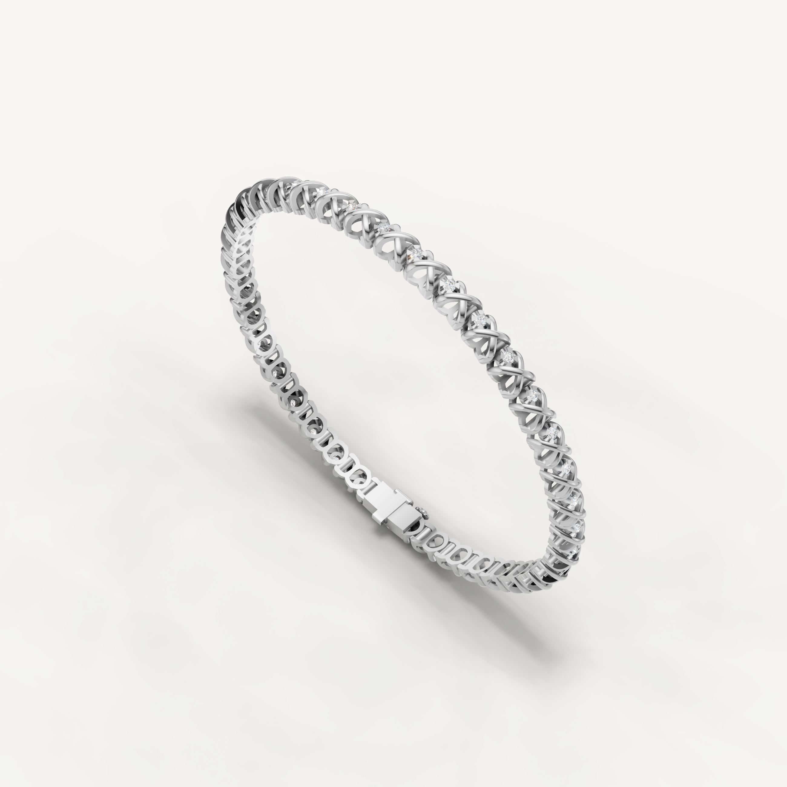 Elegant white gold diamond bracelet with modern braided craftsmanship by Raul Diamonds