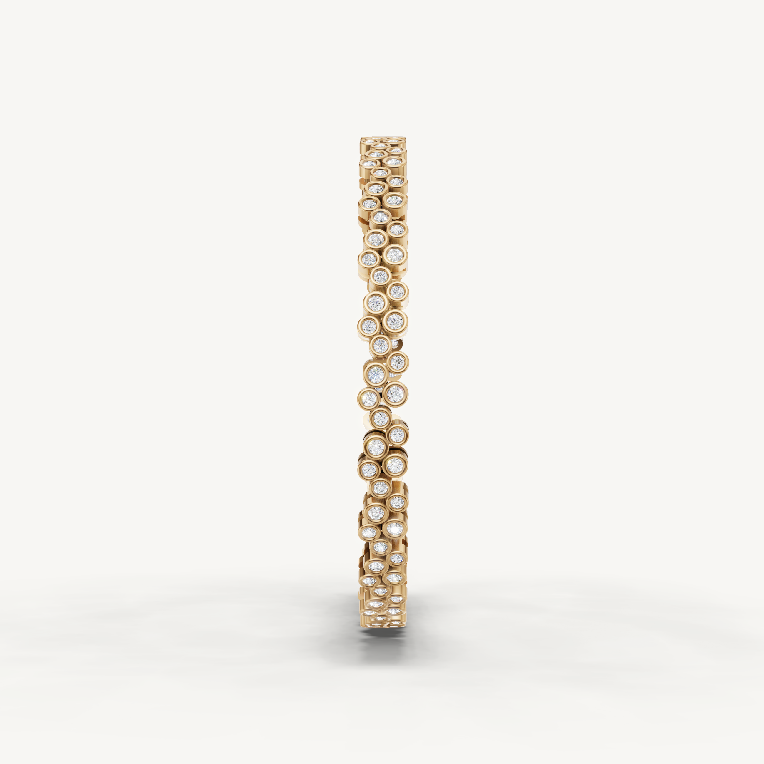 Luxury yellow gold diamond bracelet with double row round diamond design by Raul Diamonds