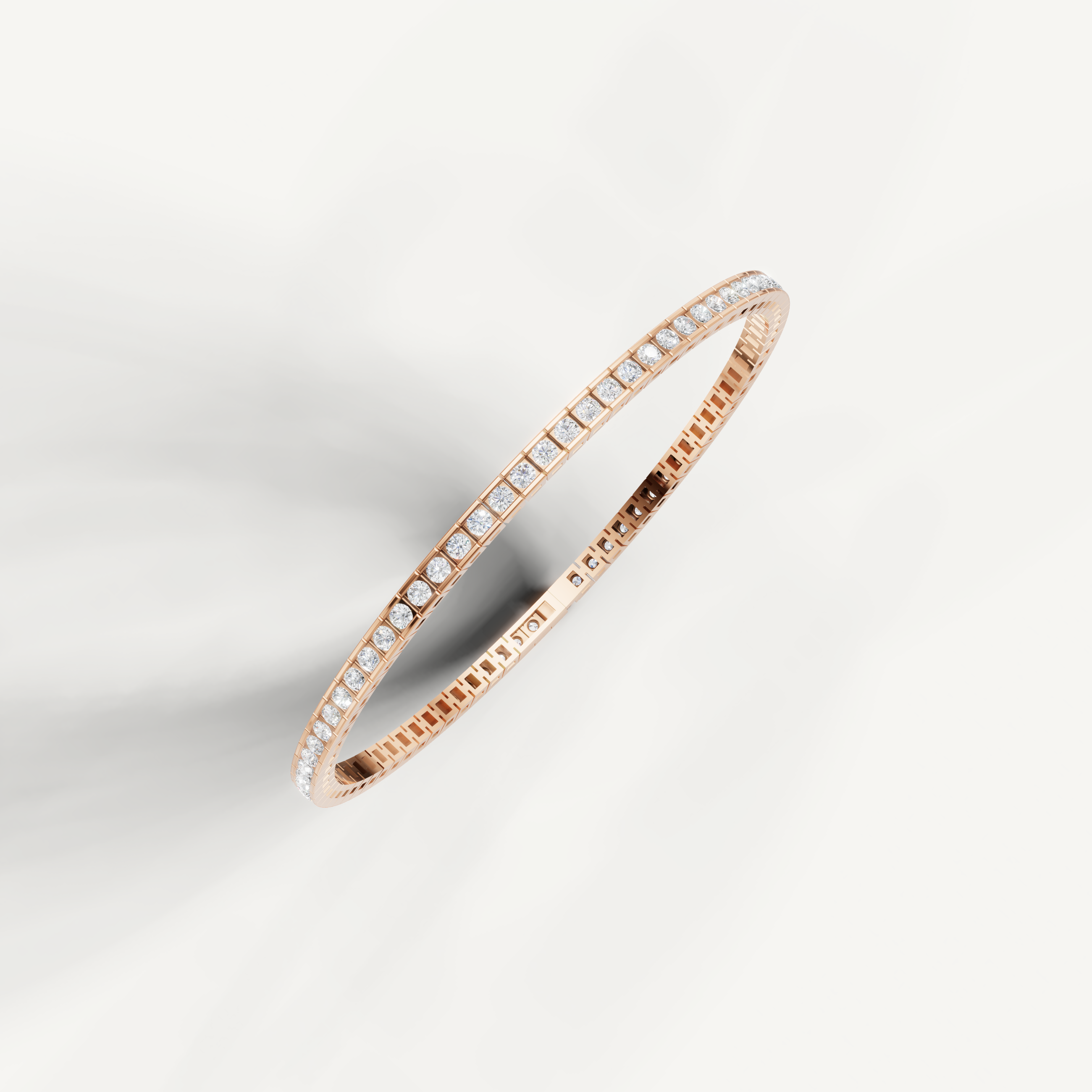 Rose gold fine jewelry tennis bracelet with delicate modern styling by Raul Diamonds