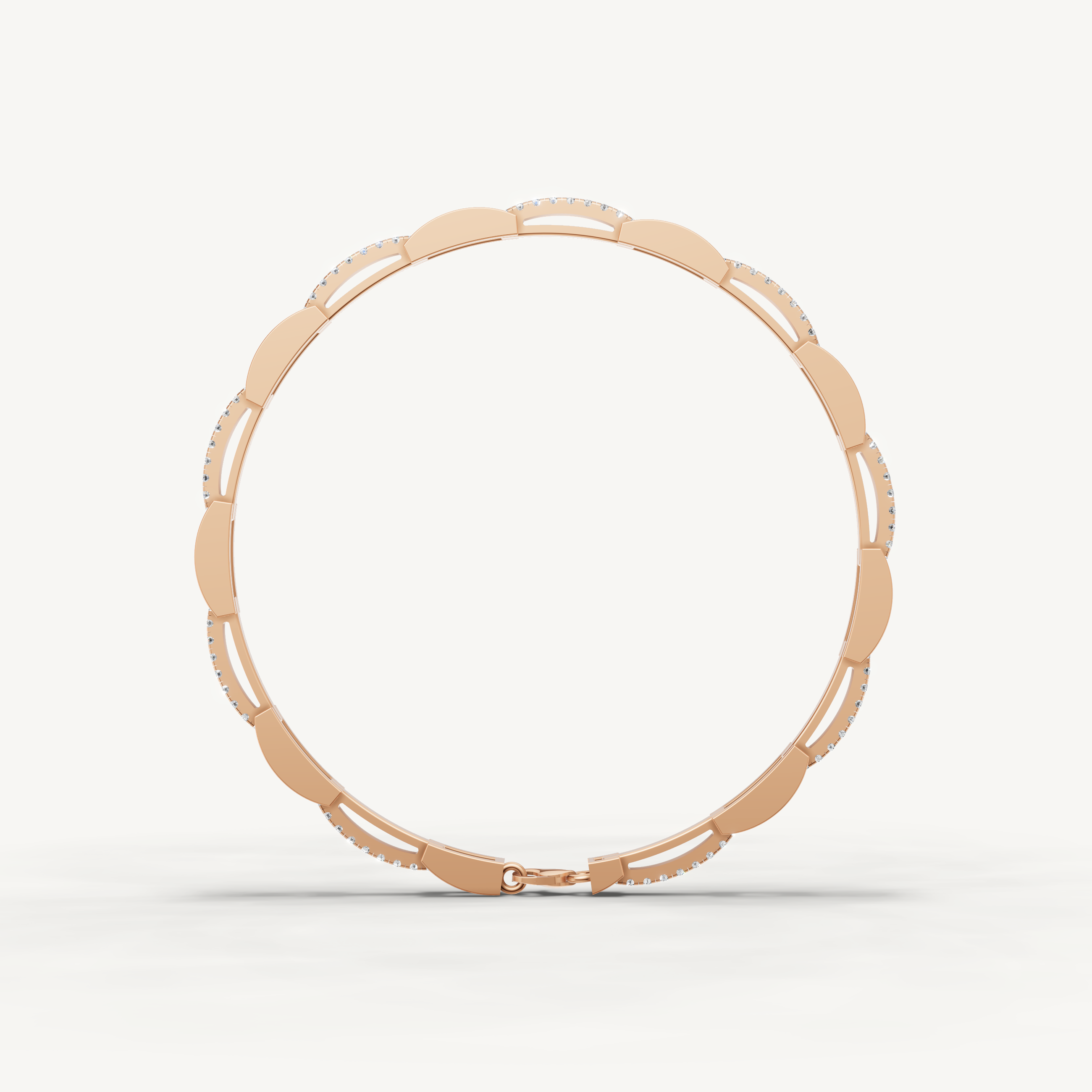Rose gold open link diamond bracelet with modern luxury craftsmanship by Raul Diamonds