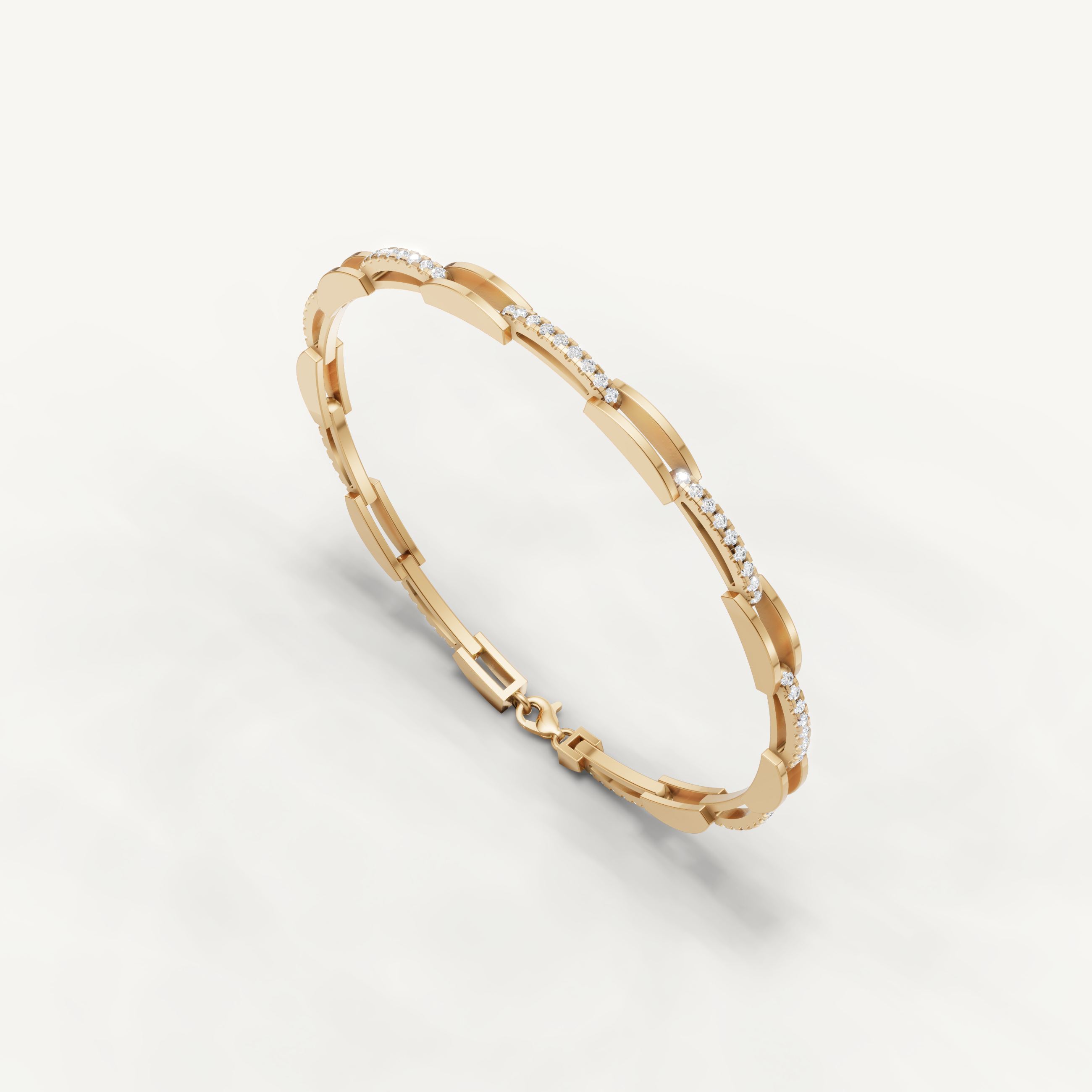 Elegant yellow gold diamond bracelet with sleek contemporary craftsmanship by Raul Diamonds