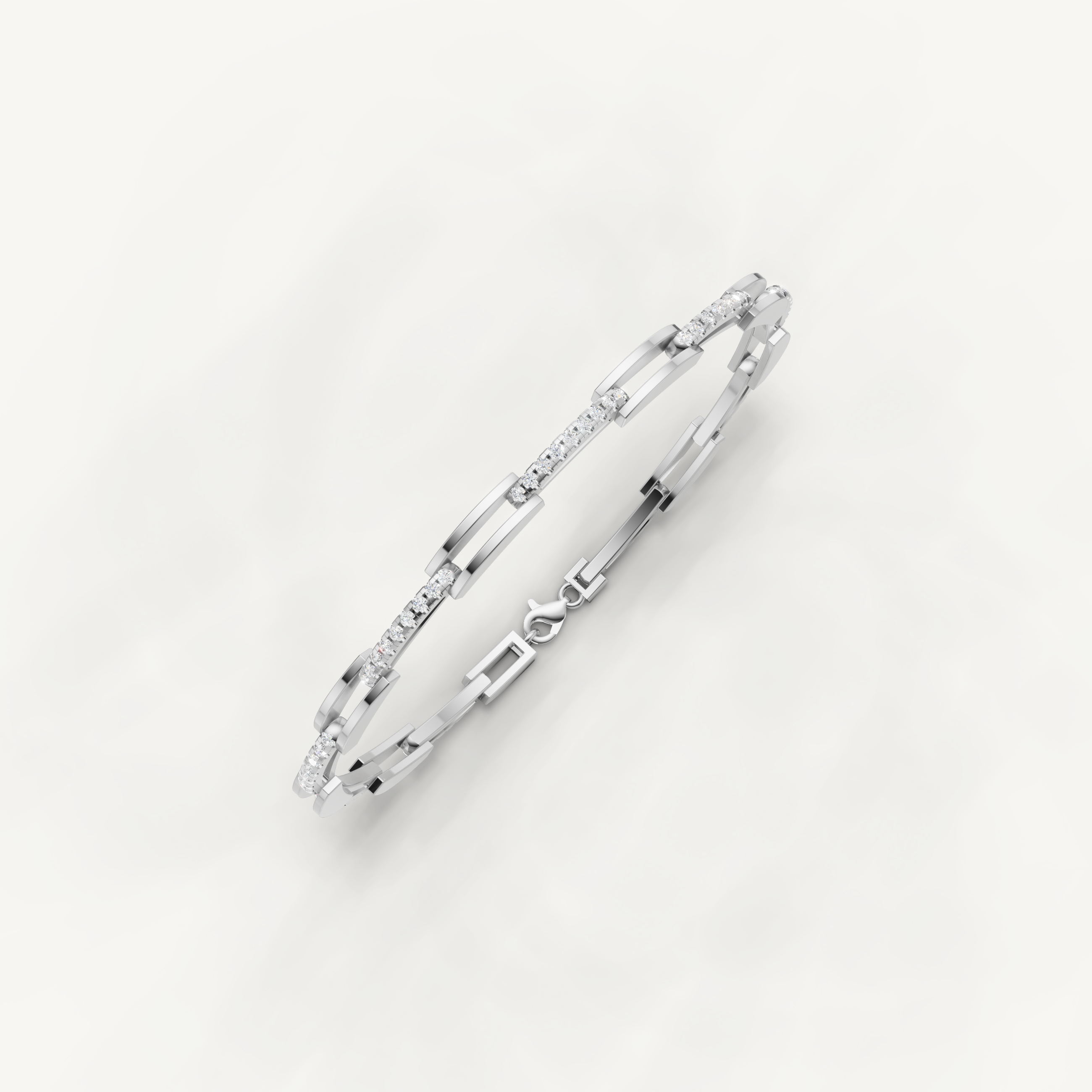 White gold fine jewelry bracelet with delicate pavé lab grown diamonds by Raul Diamonds