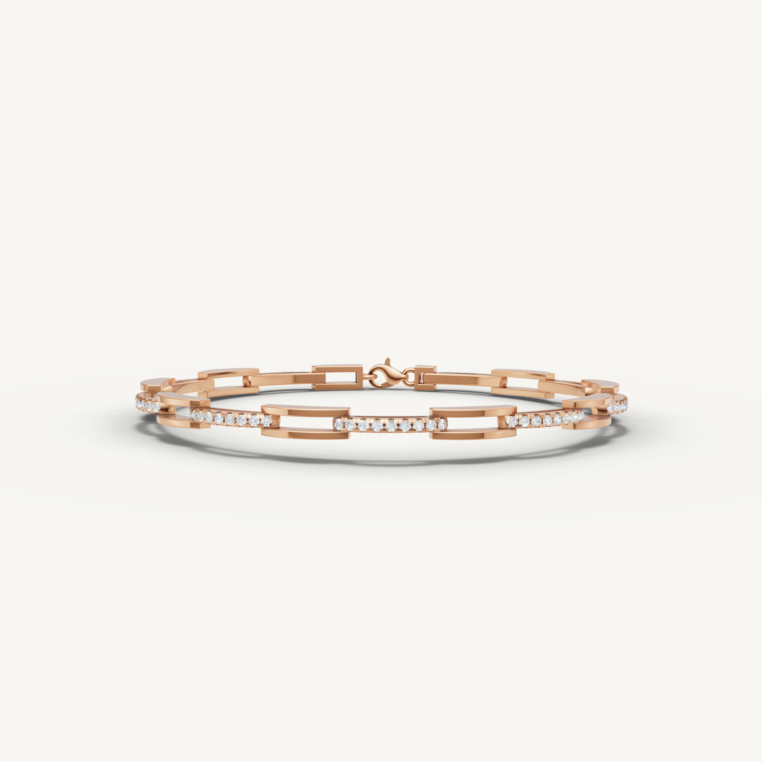 Rose gold geometric lab grown diamond bracelet with modern open link detailing by Raul Diamonds