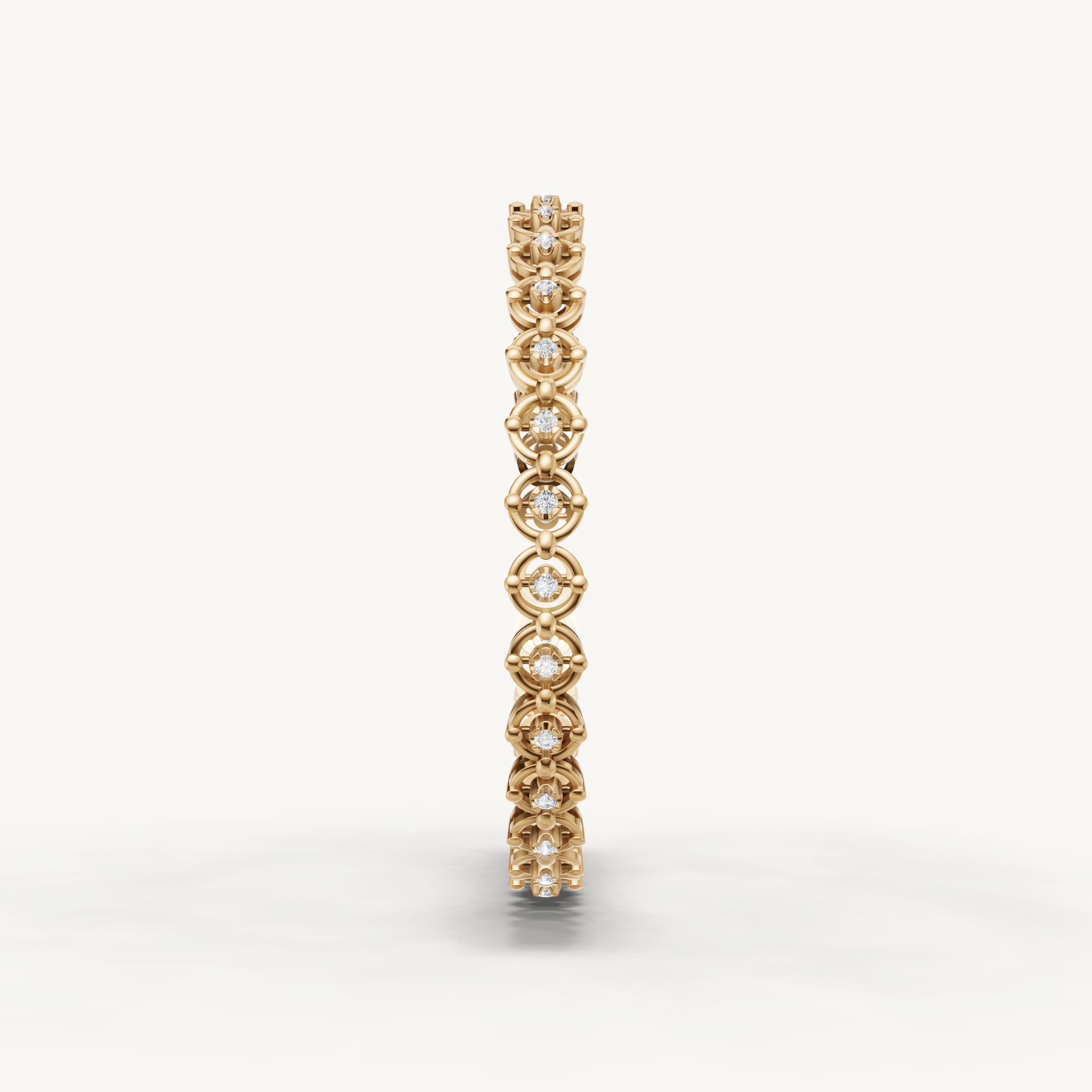 Luxury yellow gold diamond bracelet featuring circular halo style detailing by Raul Diamonds