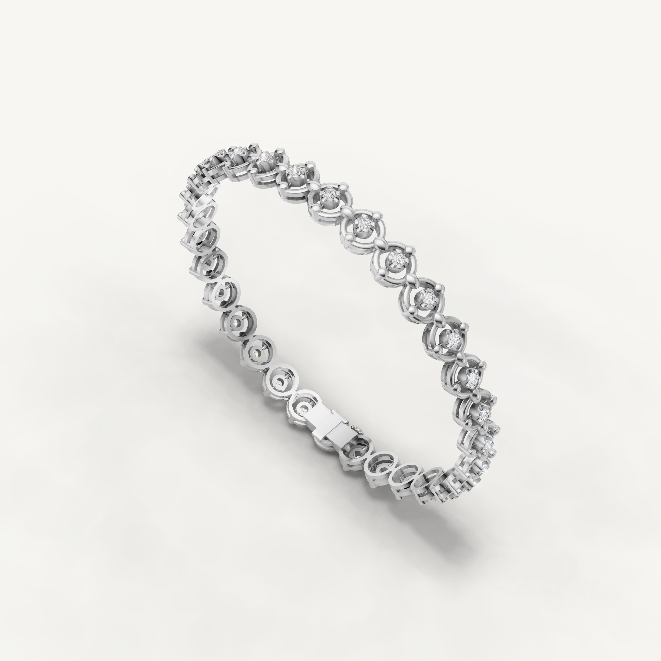 White gold geometric diamond bracelet with timeless luxury sparkle by Raul Diamonds