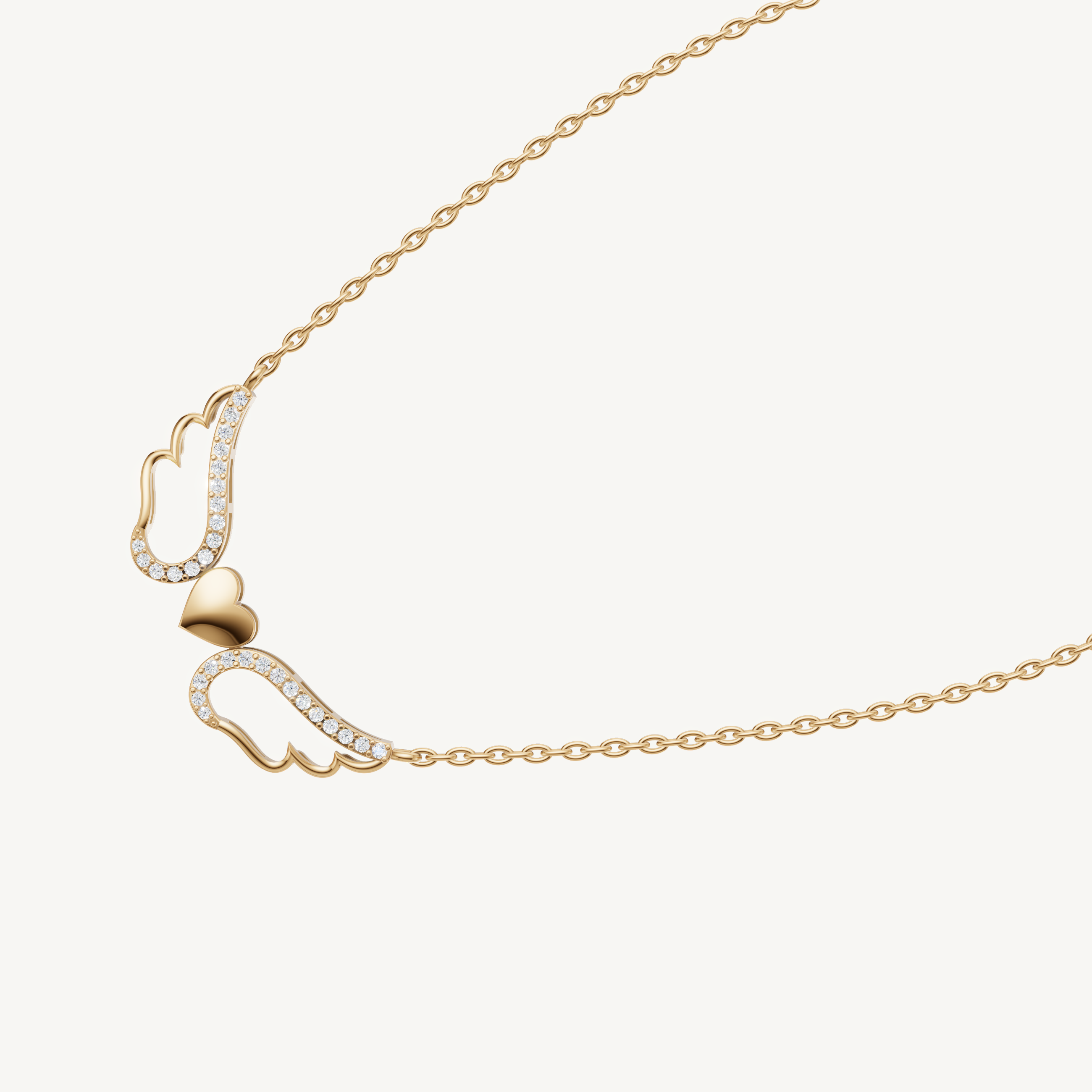 Angel Wings Heart Pendant Necklace in 14K Gold | Meaningful Protection Jewelry