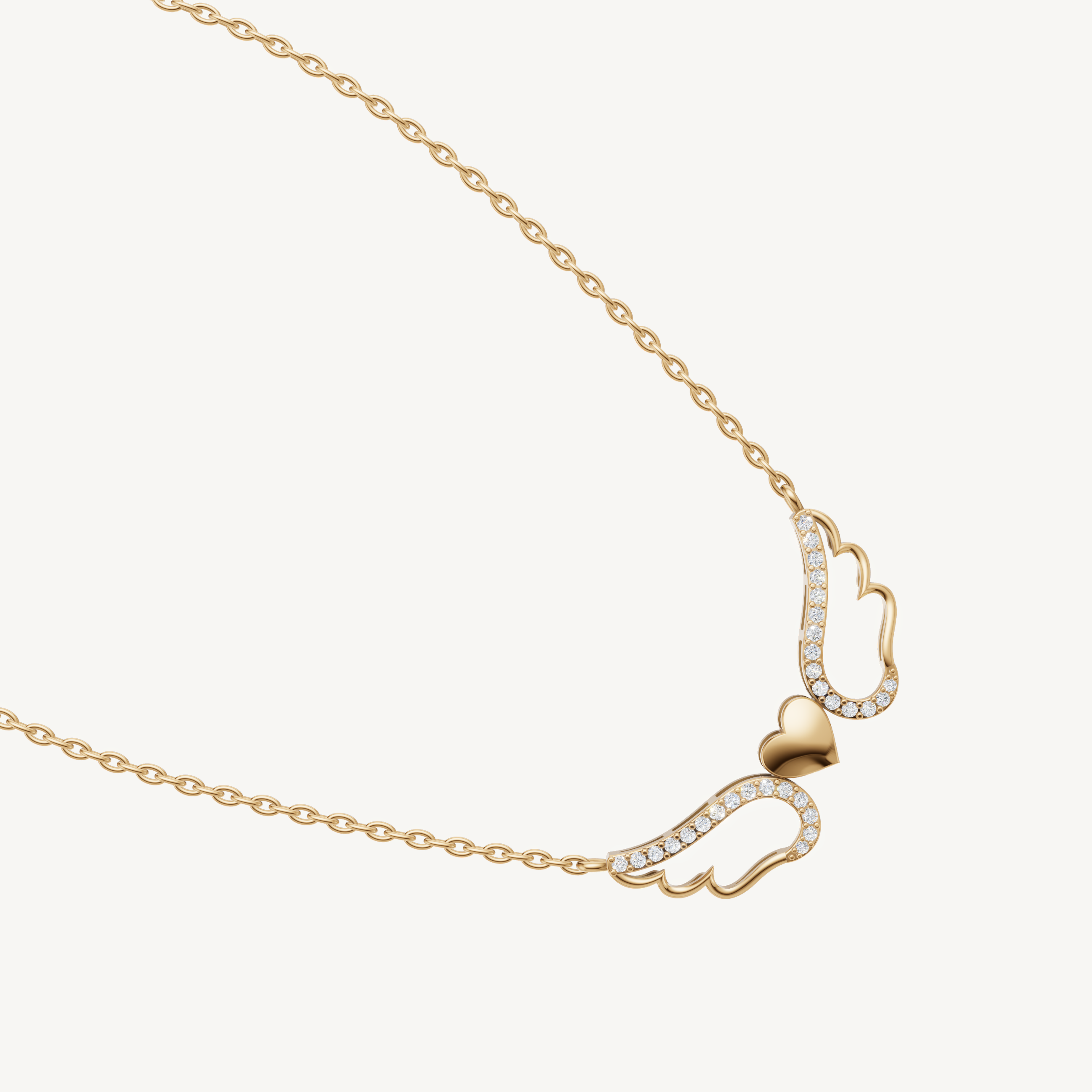 Angel Wings Heart Pendant Necklace in 14K Gold | Meaningful Protection Jewelry
