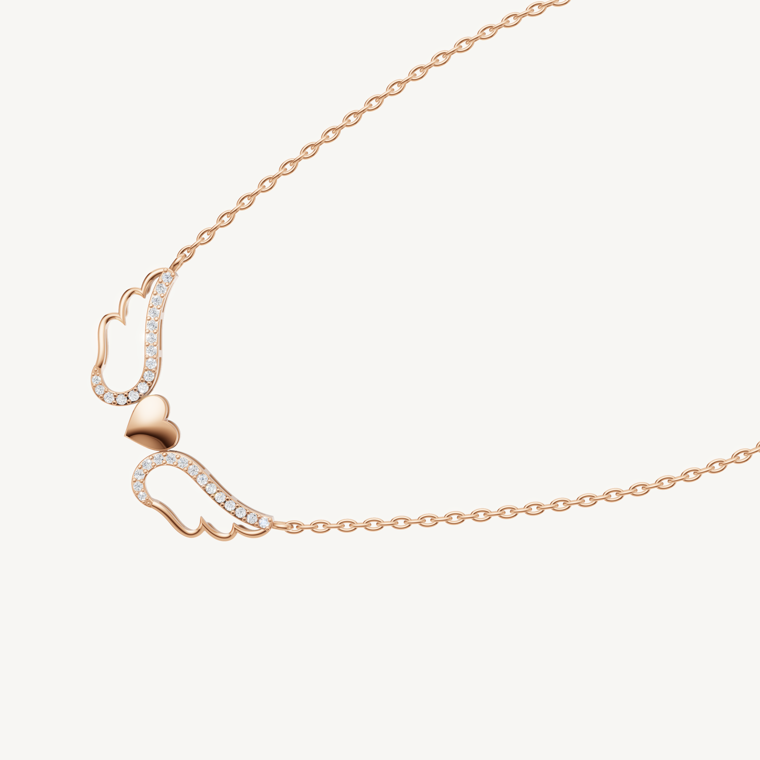 Angel Wings Heart Pendant Necklace in 14K Gold | Meaningful Protection Jewelry