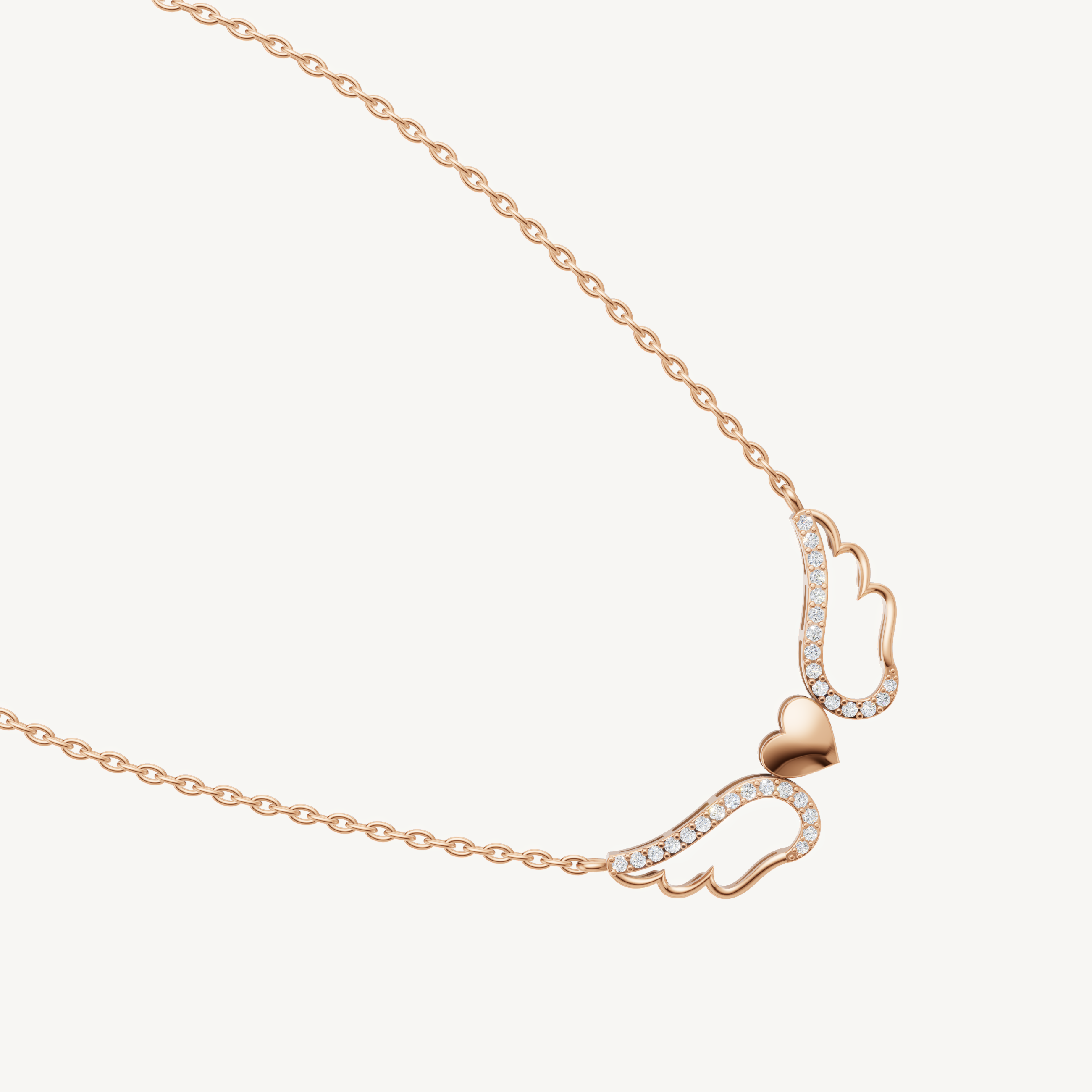Angel Wings Heart Pendant Necklace in 14K Gold | Meaningful Protection Jewelry