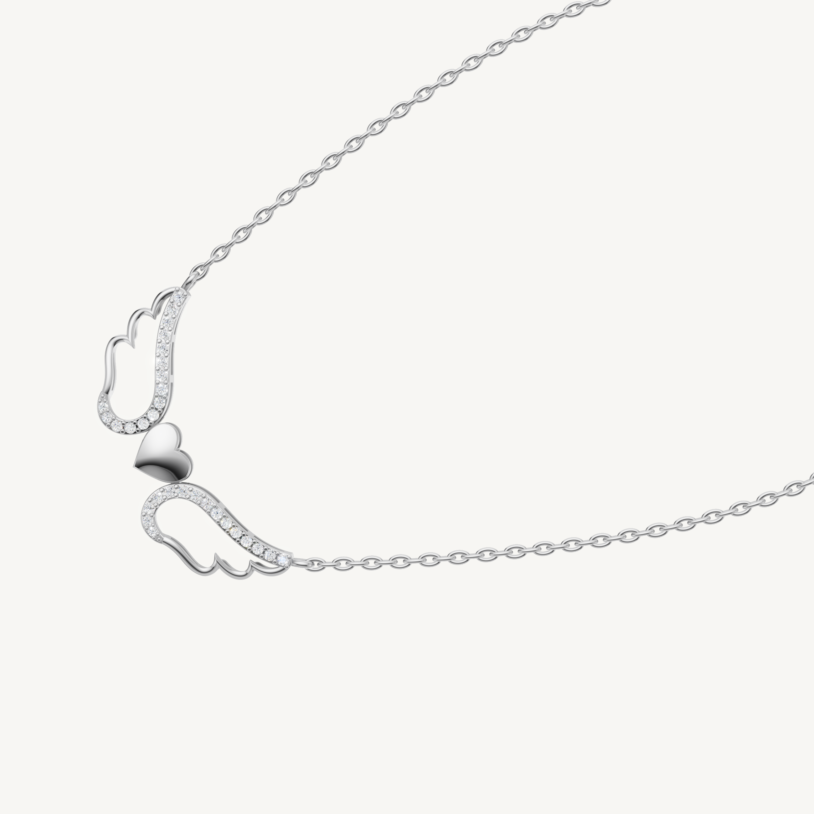Angel Wings Heart Pendant Necklace in 14K Gold | Meaningful Protection Jewelry