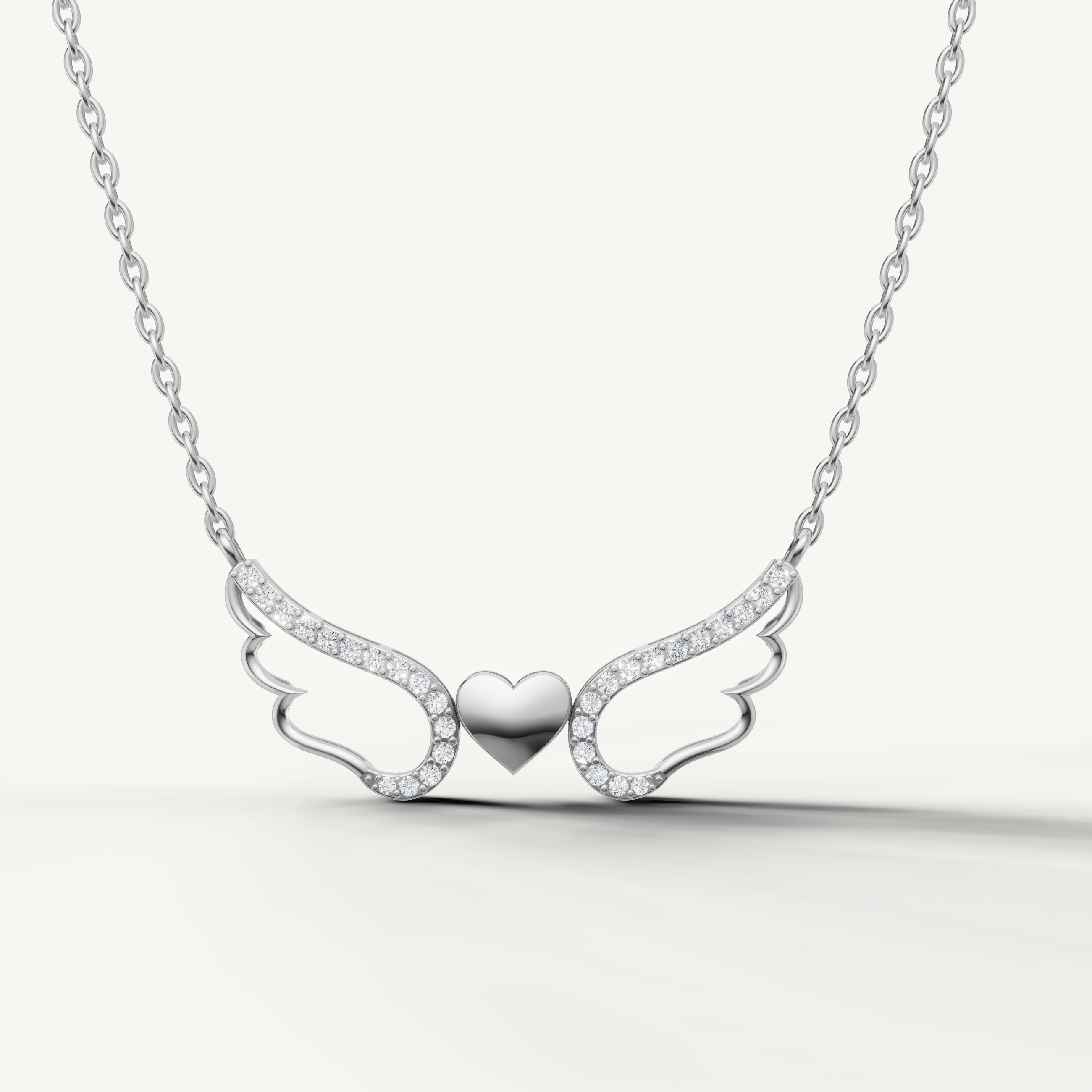Angel Wings Heart Pendant Necklace in 14K Gold | Meaningful Protection Jewelry
