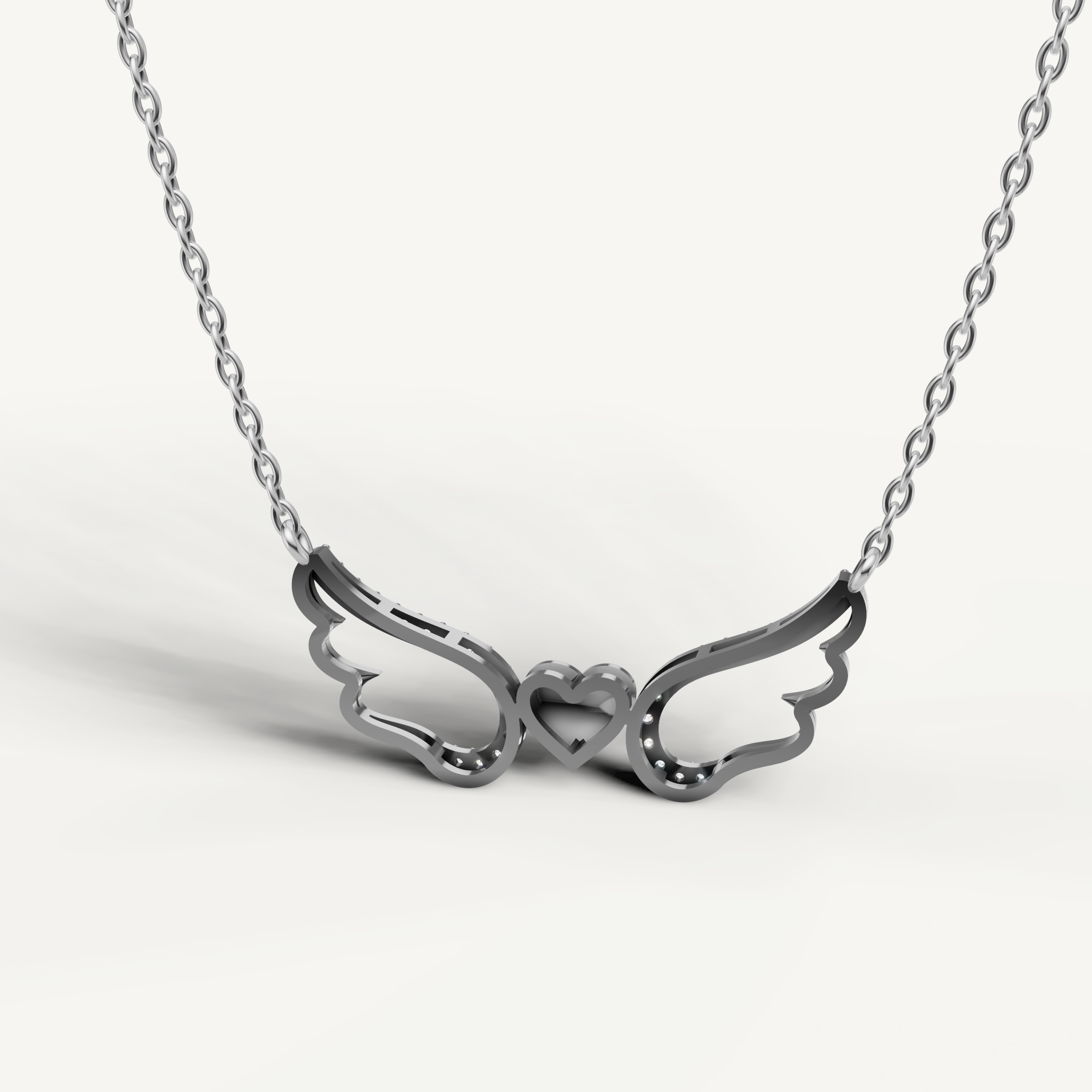 Angel Wings Heart Pendant Necklace in 14K Gold | Meaningful Protection Jewelry