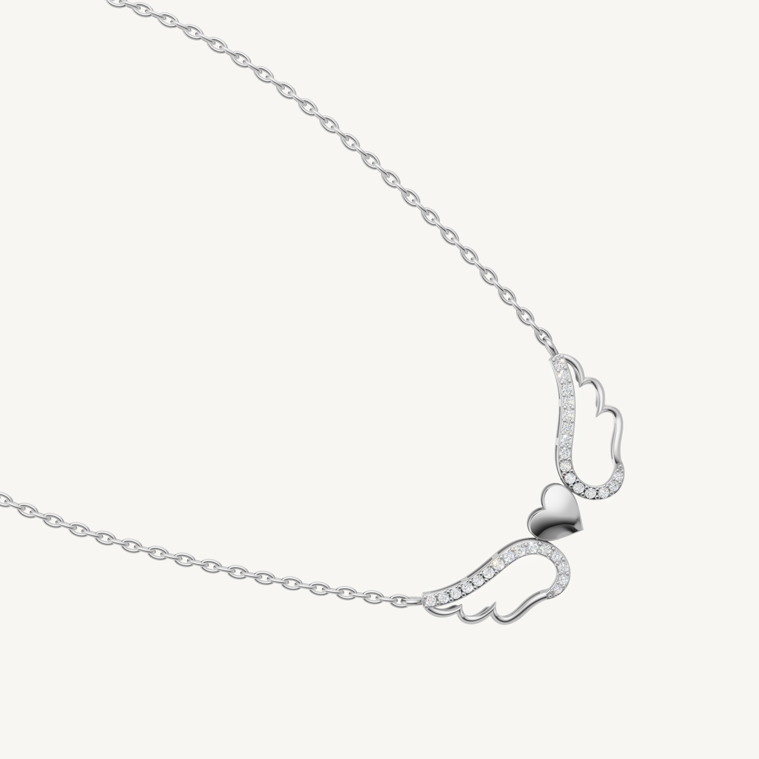Angel Wings Heart Pendant Necklace in 14K Gold | Meaningful Protection Jewelry