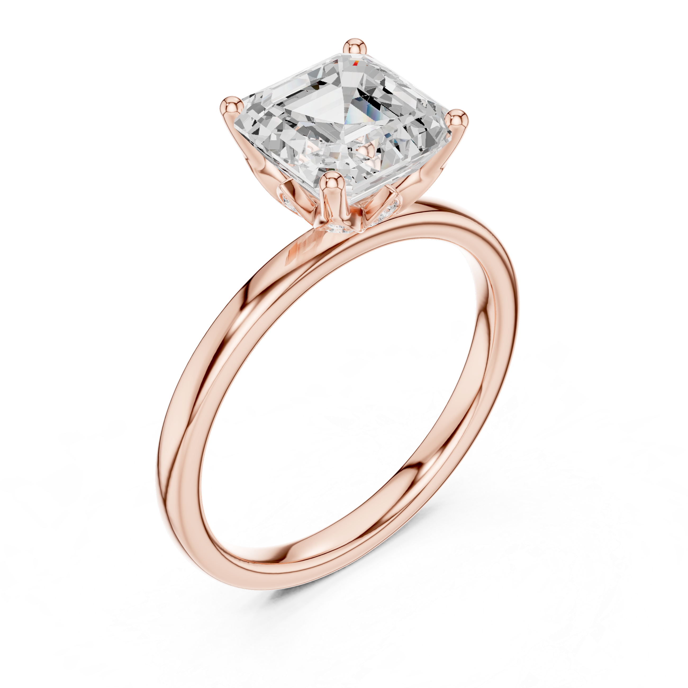 Asscher cut lab created diamond solitaire ring
