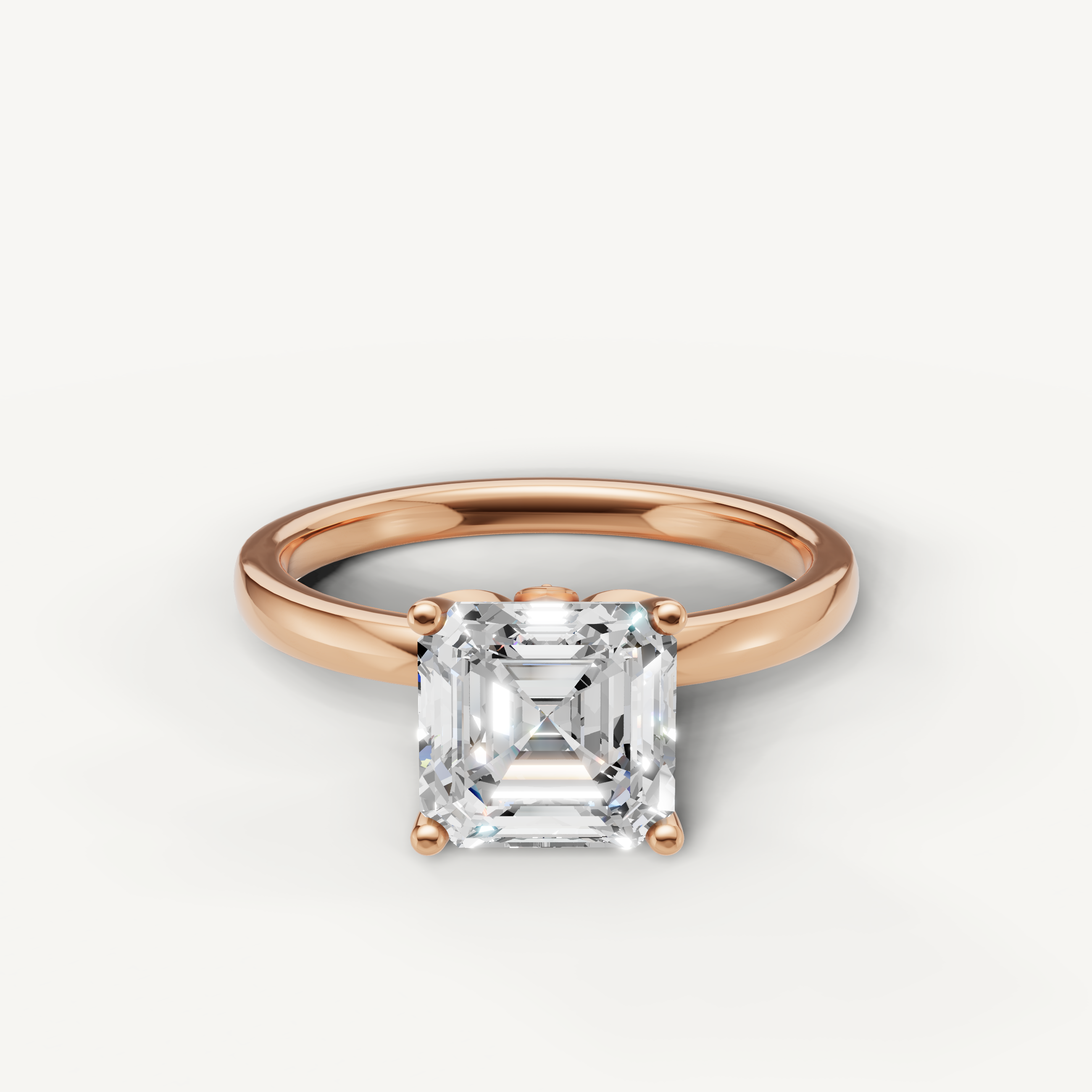 Asscher cut lab grown diamond solitaire engagement ring in rose gold minimalist 4 prong setting