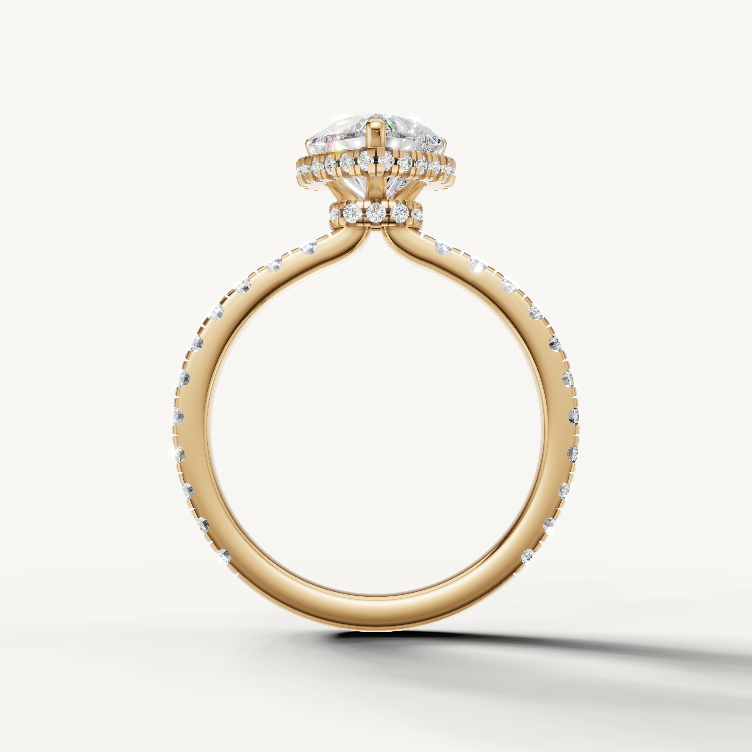 timeless heart cut engagement ring with romantic pavé accents in yellow gold