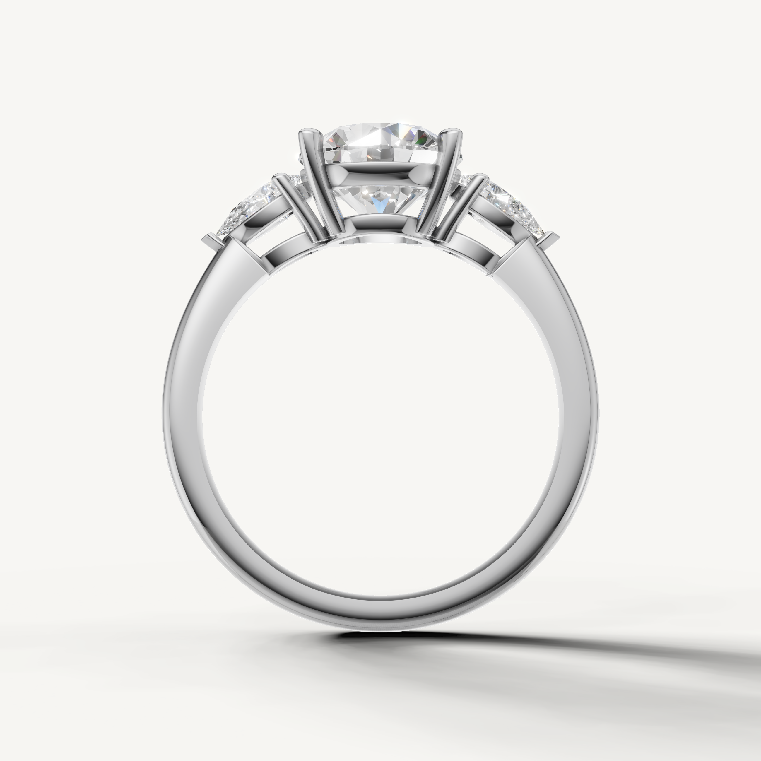 elegant round brilliant lab grown diamond ring with marquise side diamonds